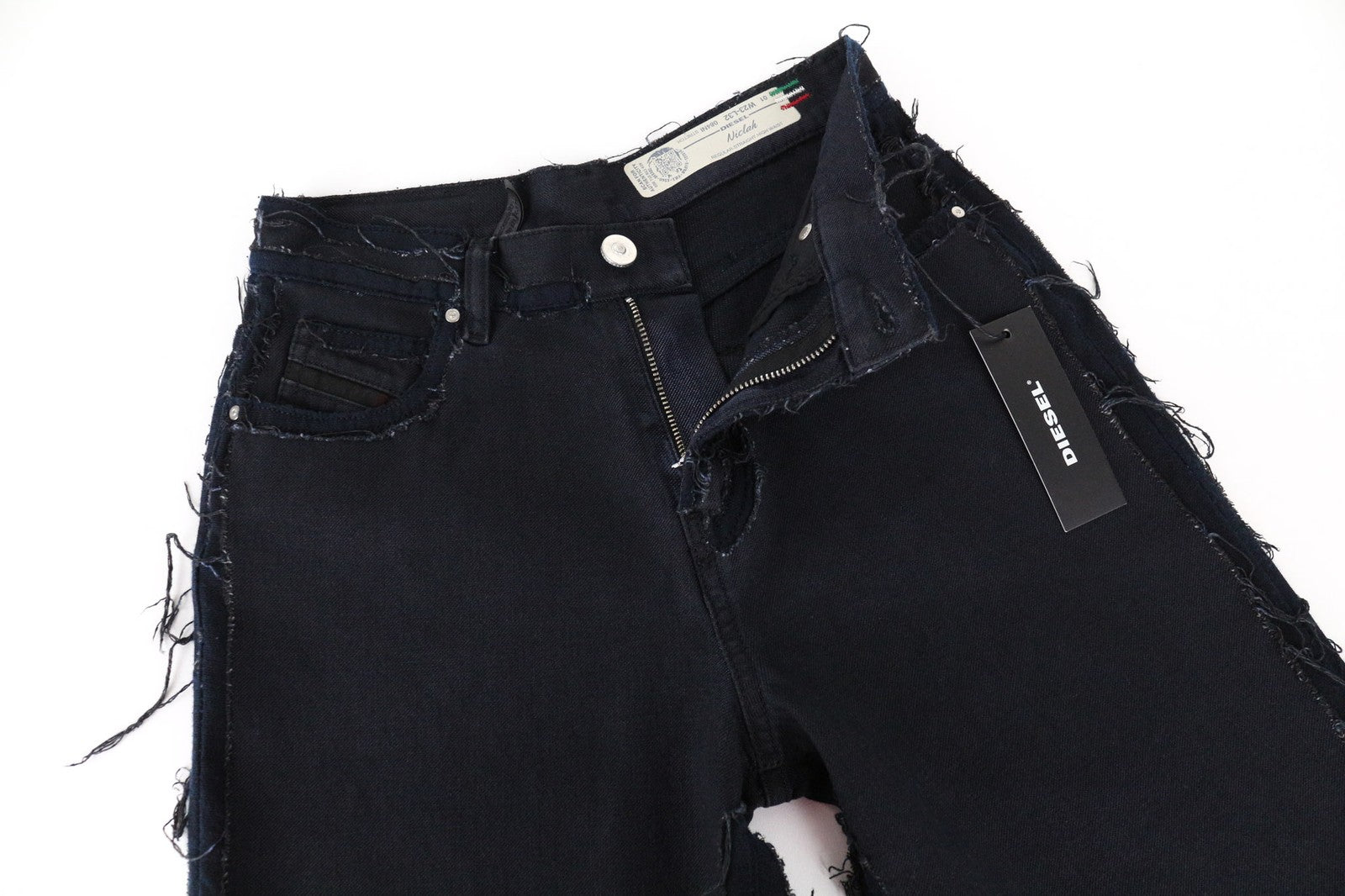 DIESEL Niclah 084NI moteriški džinsai W23/L32 mergaitėms tiesūs tamsiai mėlyni medvilnės mišinio džinsai 