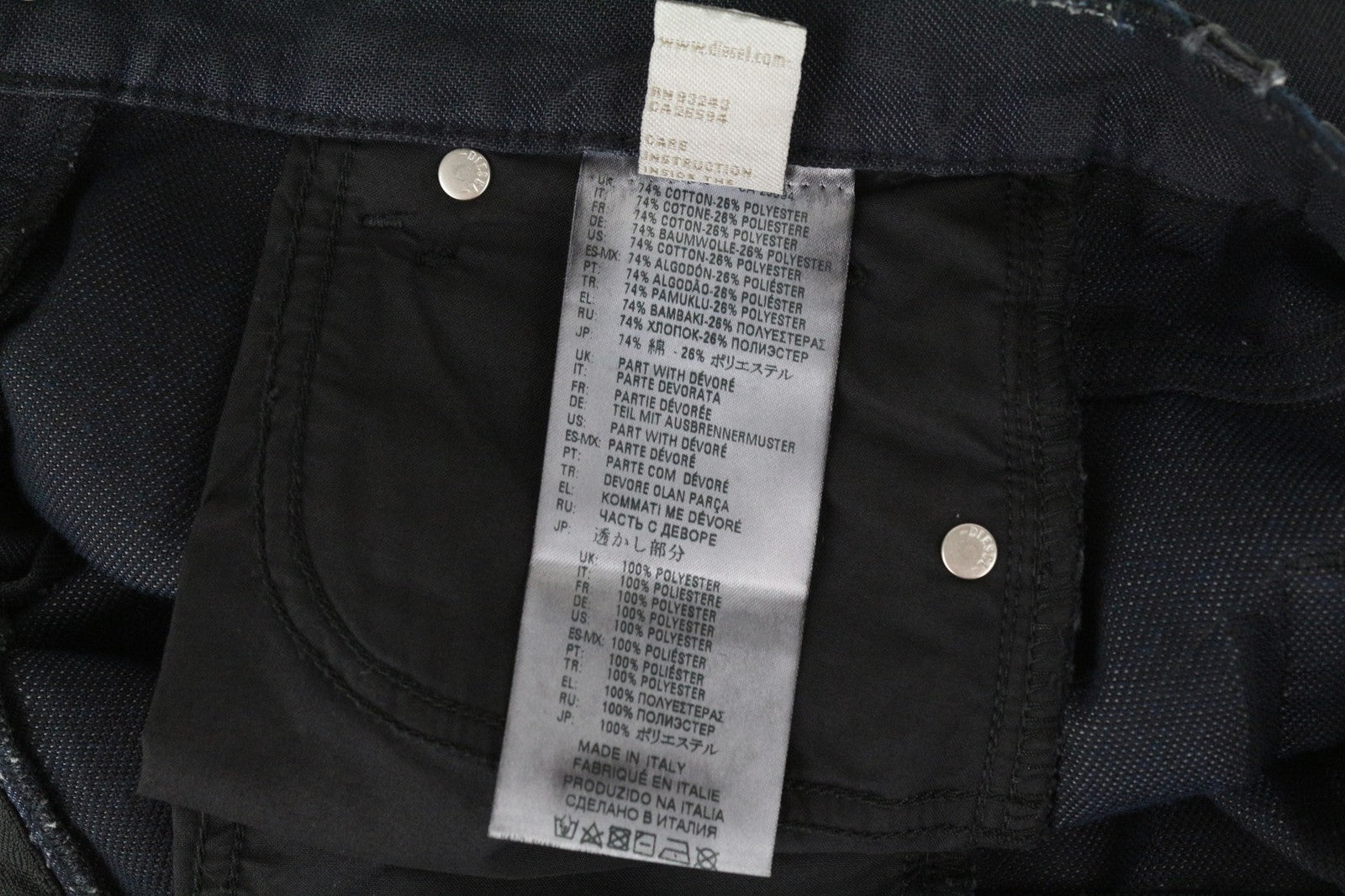 DIESEL Niclah 084NI moteriški džinsai W23/L32 mergaitėms tiesūs tamsiai mėlyni medvilnės mišinio džinsai 