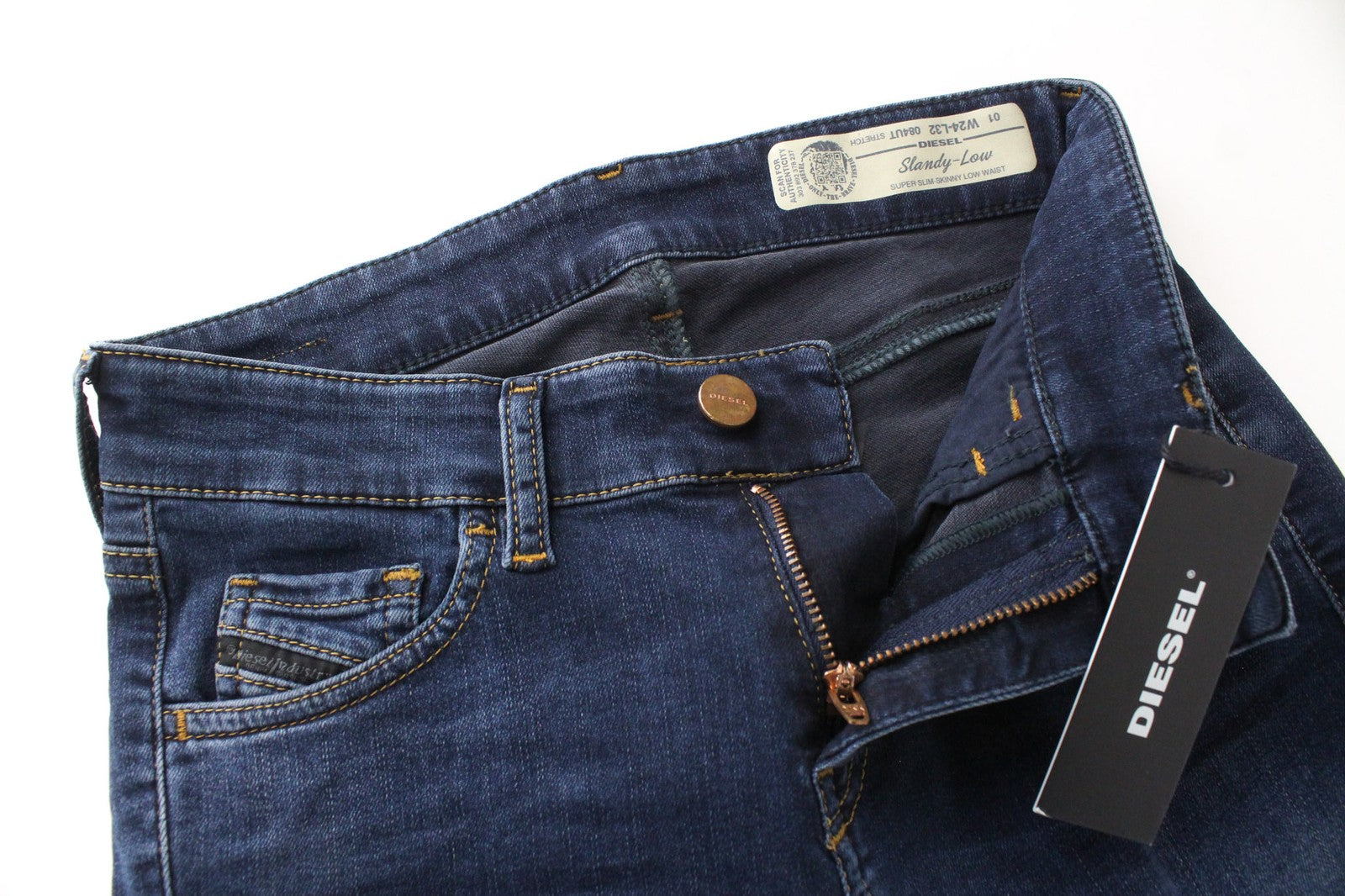 DIESEL Slandy-Low 084UT Women's Jeans W24/L32 Blue Super Slim Skinny Stretch