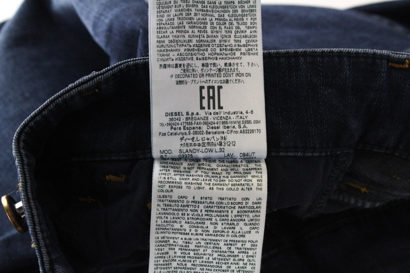 DIESEL Slandy-Low 084UT Women's Jeans W24/L32 Blue Super Slim Skinny Stretch