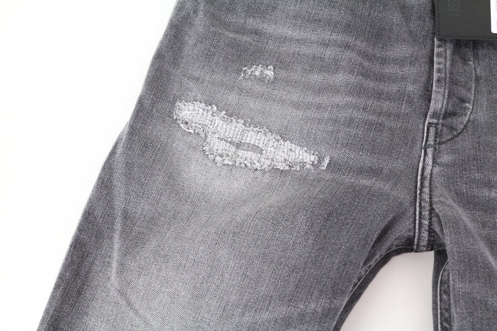 DIESEL D-Eetar 0890F vyriški džinsai W29/L30 siaurėjantys pilki plėšyti tamprūs medvilniniai džinsai 