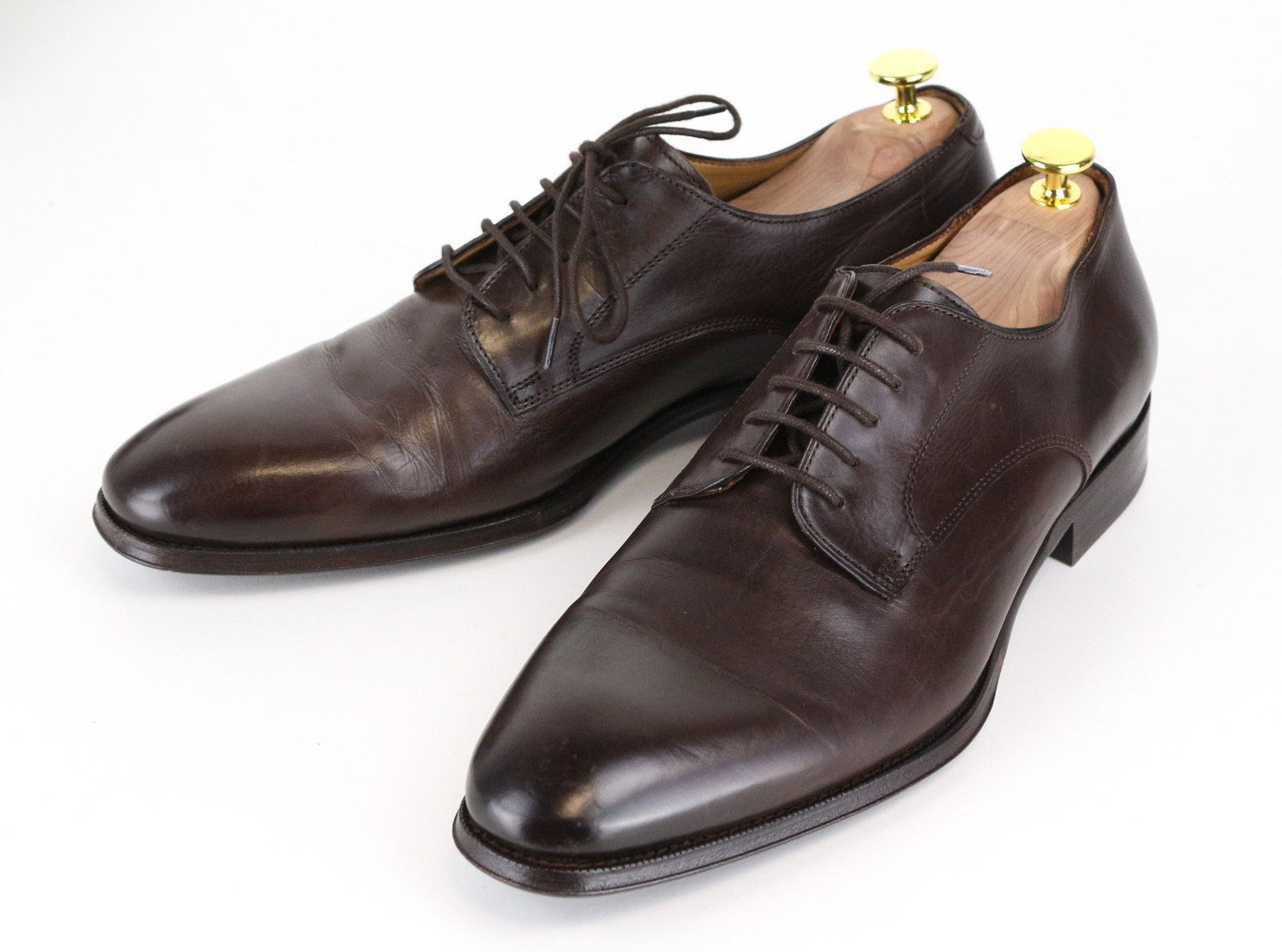 SUITSUPPLY Men's Formal Shoes EU43 Dark Brown Genuine Leather Laced Low Top