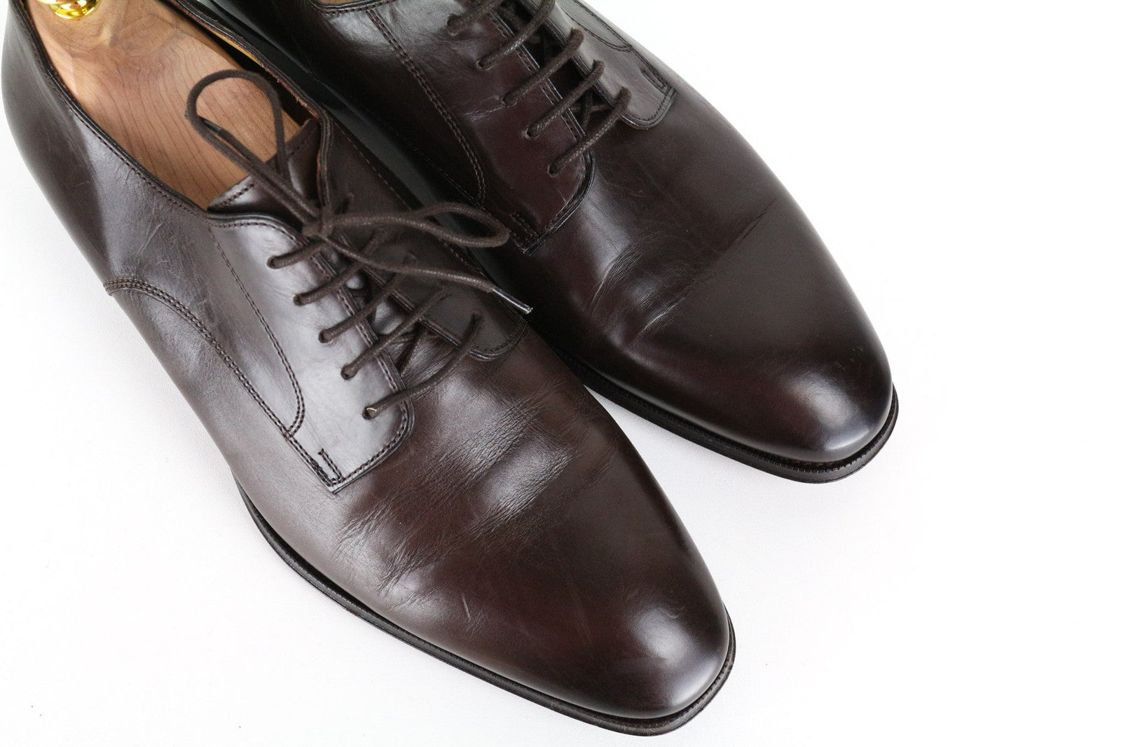 SUITSUPPLY Men's Formal Shoes EU43 Dark Brown Genuine Leather Laced Low Top