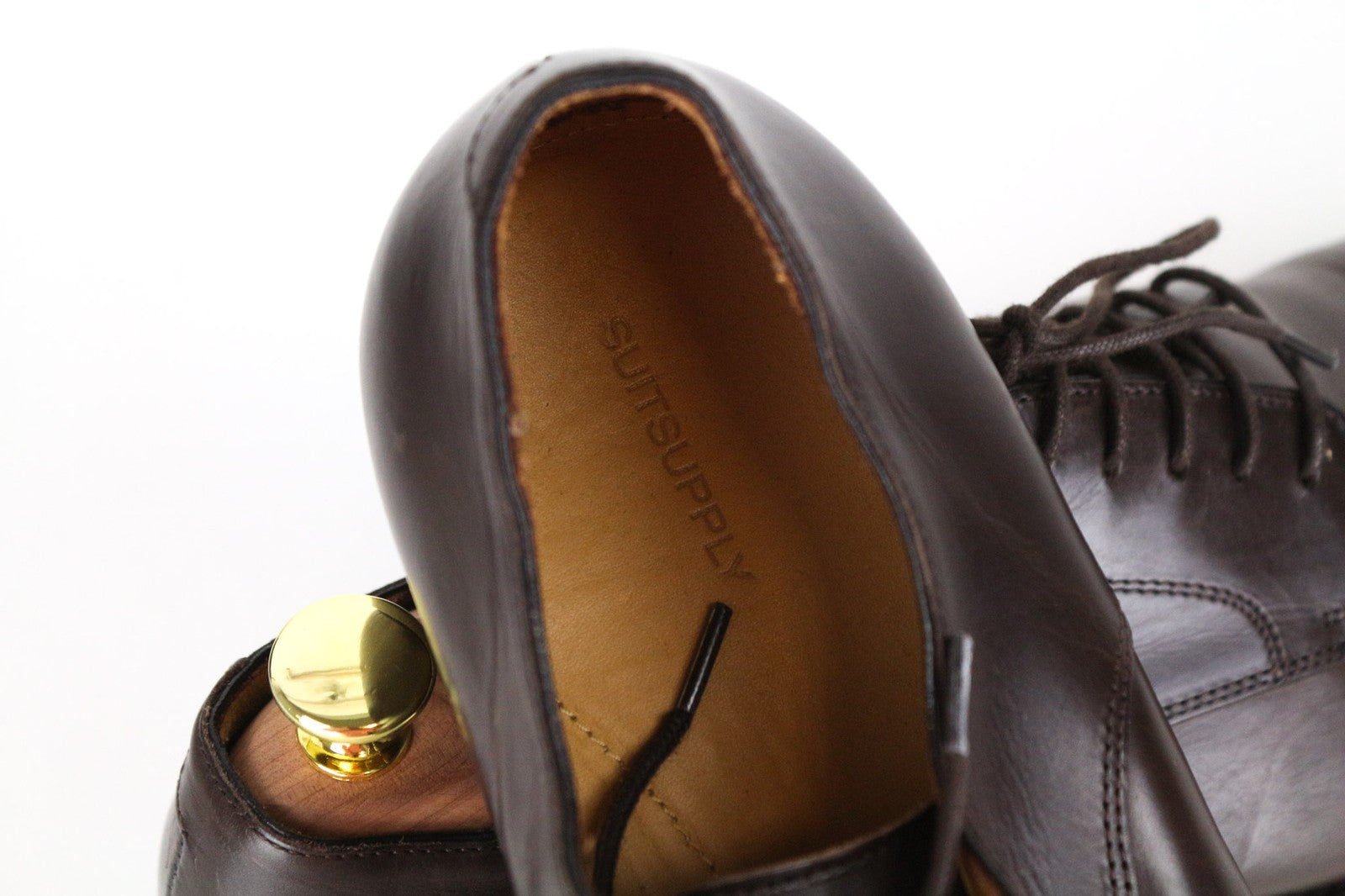 SUITSUPPLY Men's Formal Shoes EU43 Dark Brown Genuine Leather Laced Low Top