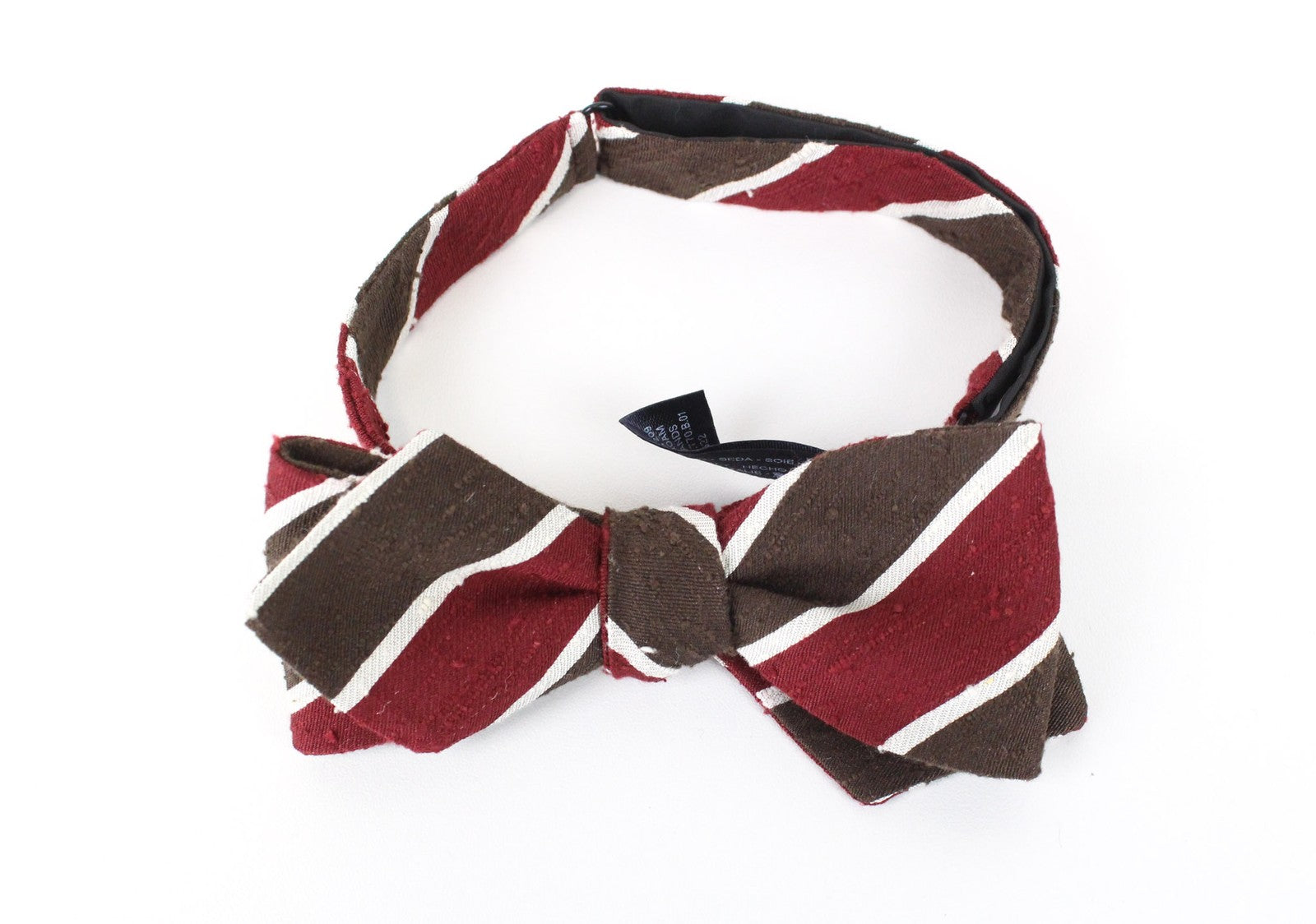 SUITSUPPLY vyriška peteliškė, vieno dydžio, ruda, dryžuota, drugelio formos, šilkinė, megzta suknelė 