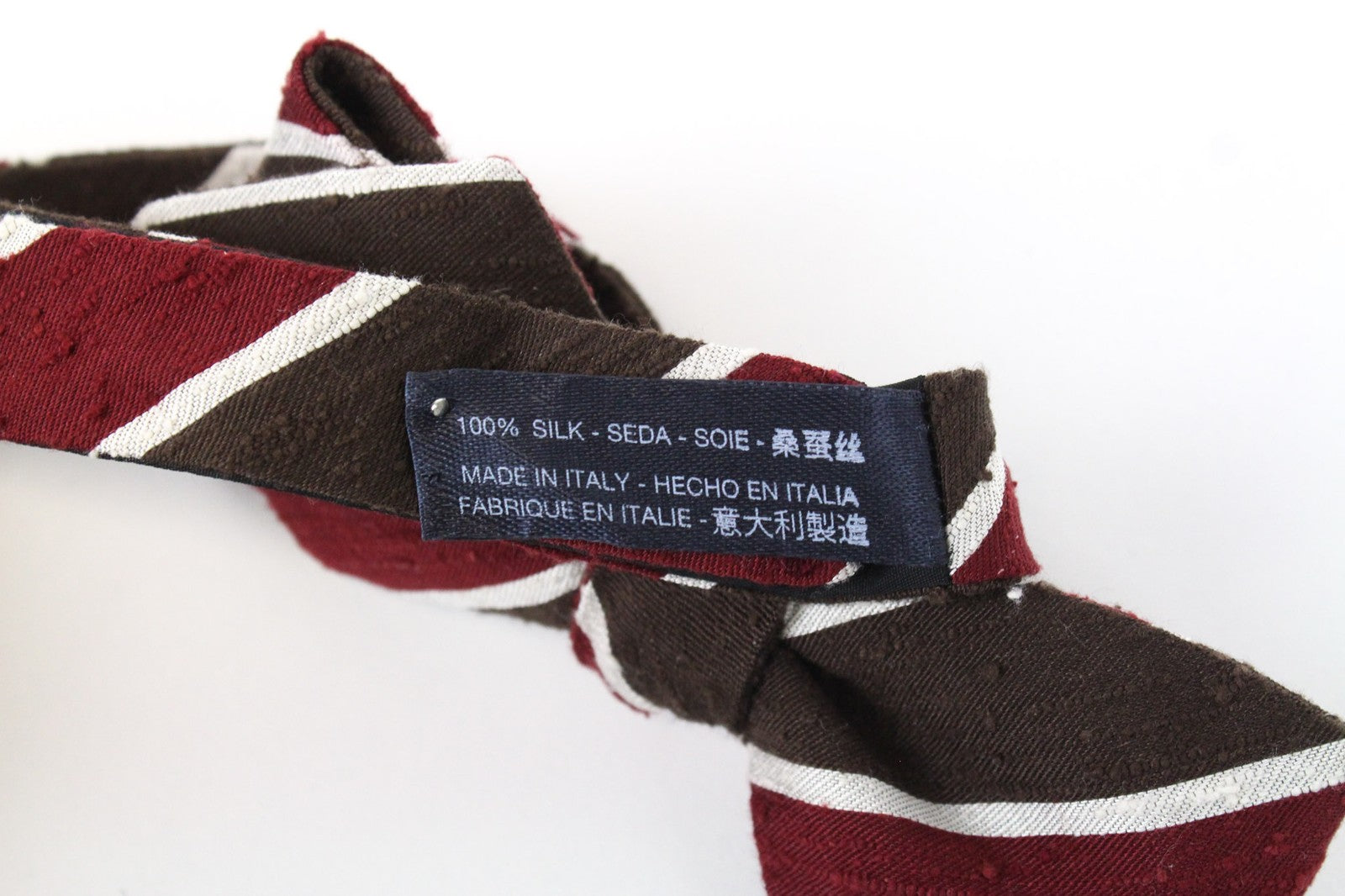 SUITSUPPLY vyriška peteliškė, vieno dydžio, ruda, dryžuota, drugelio formos, šilkinė, megzta suknelė 