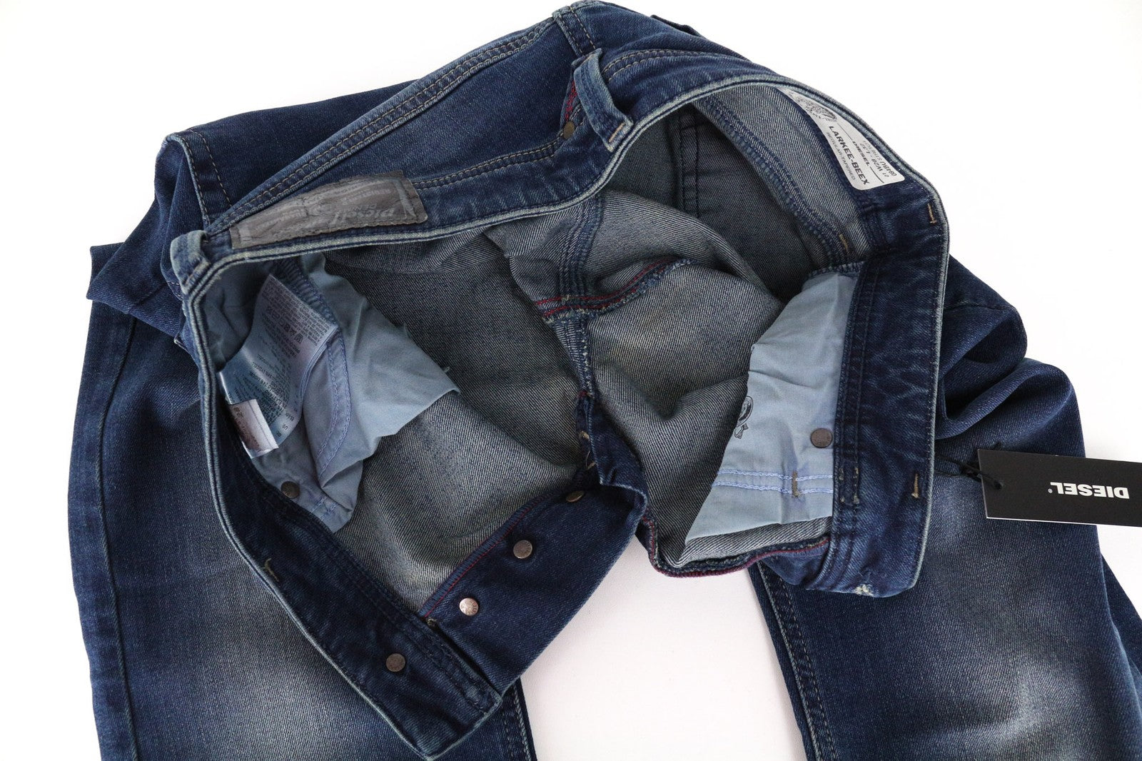 DIESEL Larkee-Beex 084BU Men's Jeans W28/L32 Blue Stretch Tapered Denim Fit