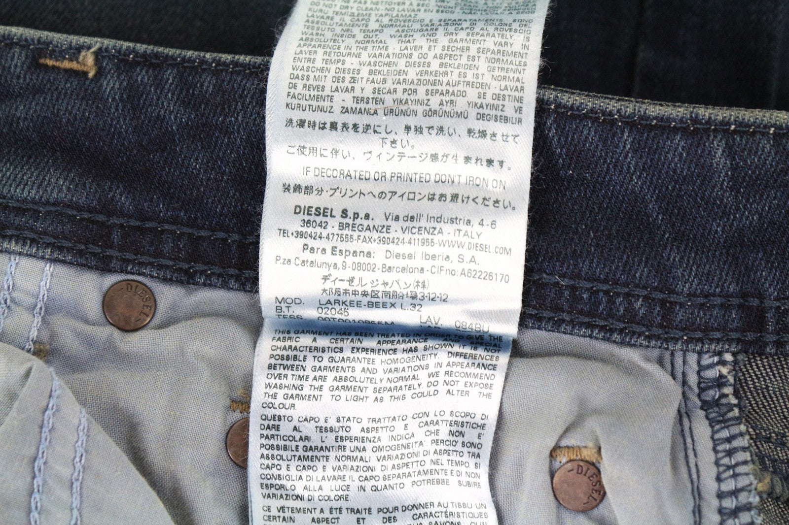 DIESEL Larkee-Beex 084BU Men's Jeans W28/L32 Blue Stretch Tapered Denim Fit