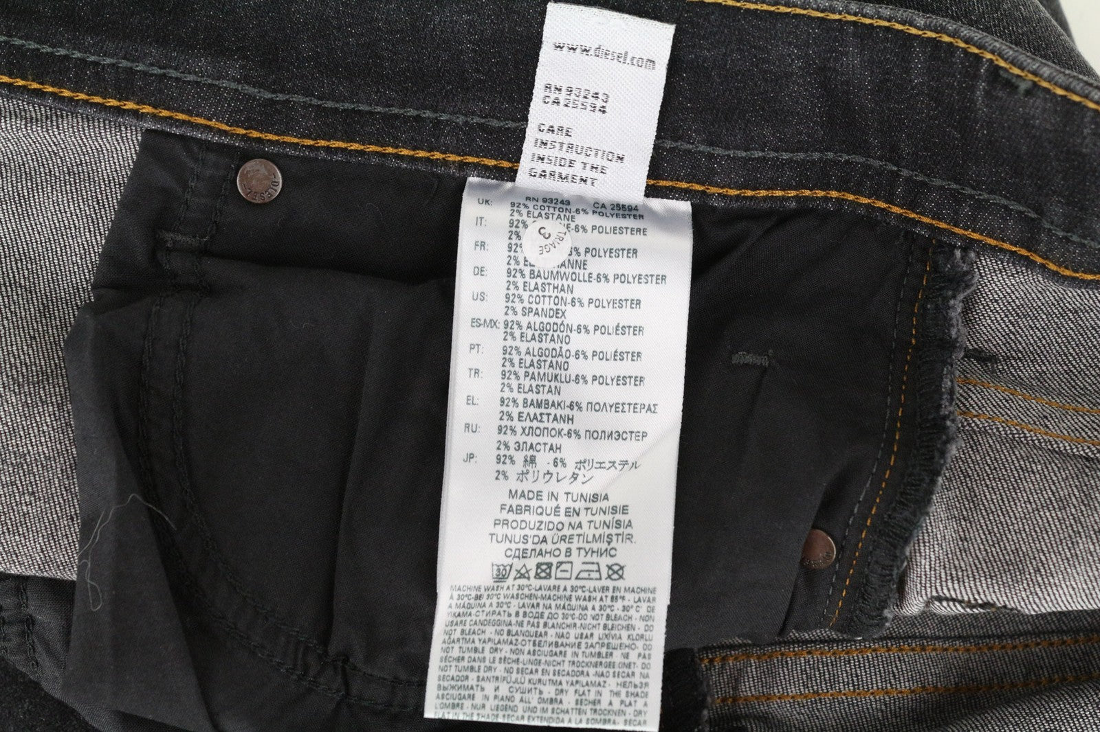 DIESEL Buster 087AM Men's Jeans W28/L32 Slim Tapered Dark Grey Stretch Denim