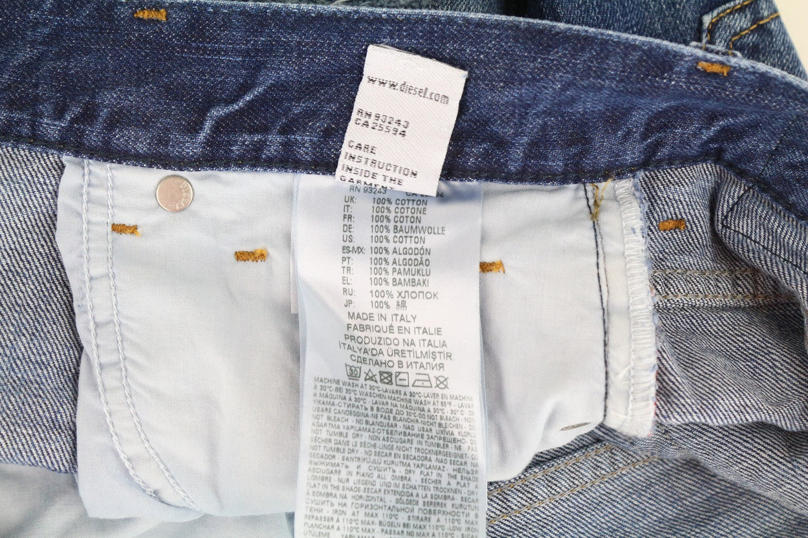 DIESEL Aryel 080AH Women's Jeans W23/L30 Cropped Straight Blue Pure Cotton