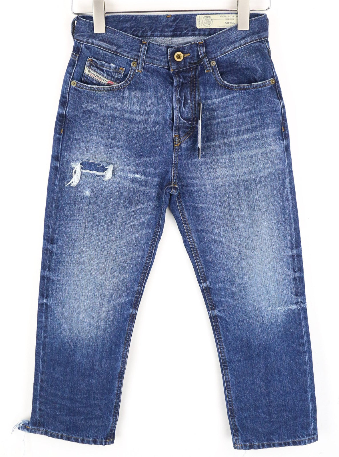 DIESEL Aryel 080AH Women's Jeans W23/L30 Cropped Straight Blue Pure Cotton