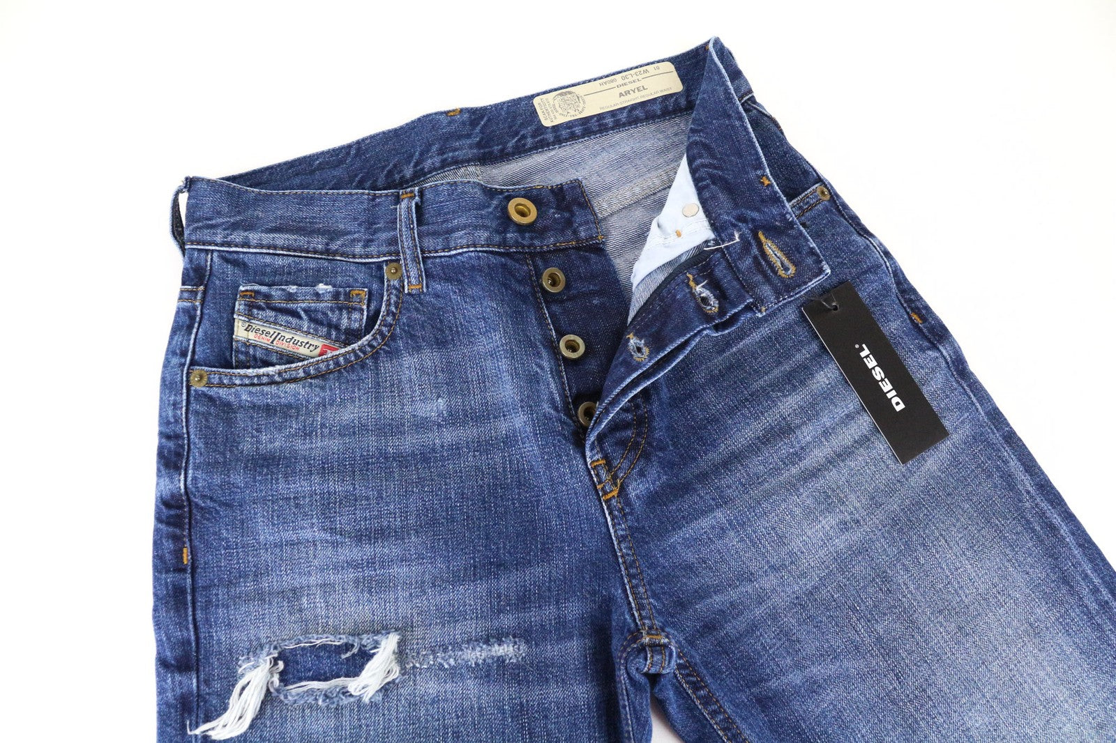 DIESEL Aryel 080AH Women's Jeans W23/L30 Cropped Straight Blue Pure Cotton