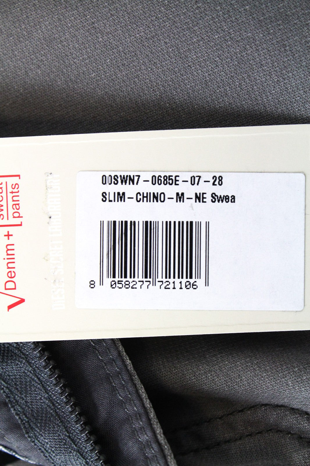 DIESEL Slim-Chino-M-NE 0685E vyriškos kelnės W28 pilkos sportinės Jogg Slim Stretch 