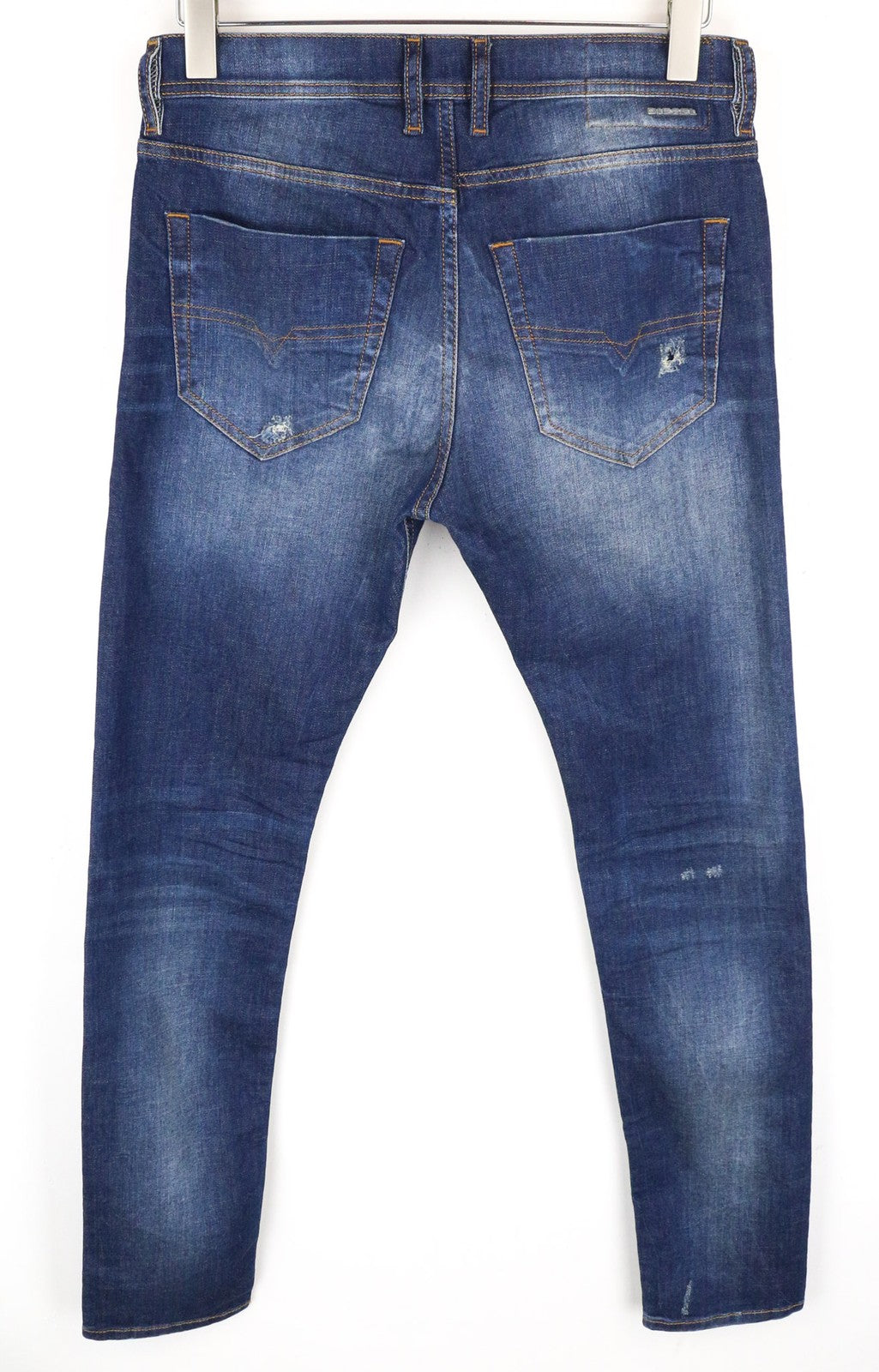 DIESEL Tepphar 084TX vyriški džinsai W29/L32 Slim Carrot Fit plėšytos mėlynos tamprios medžiagos 