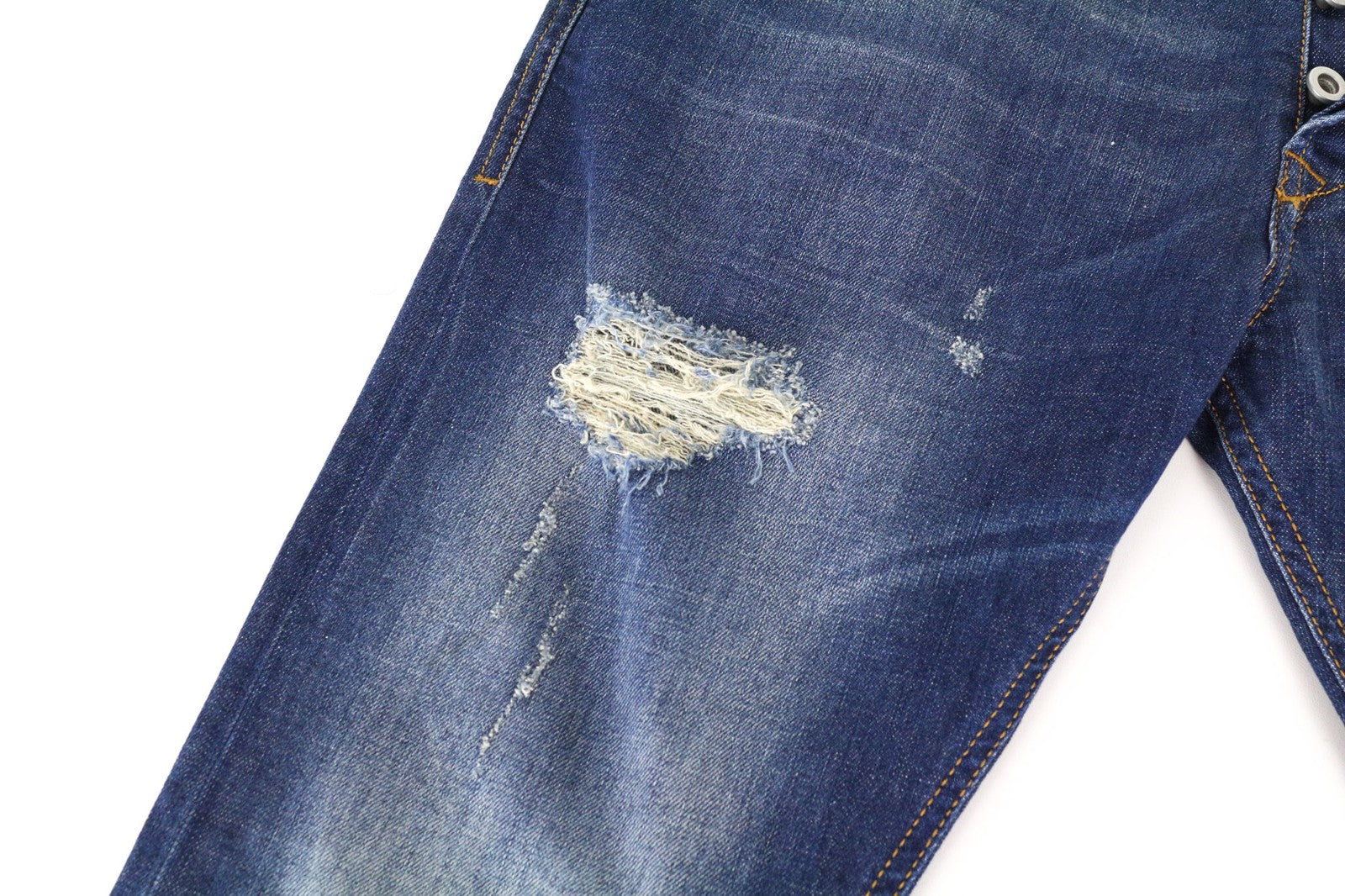 DIESEL Tepphar 084TX vyriški džinsai W29/L32 Slim Carrot Fit plėšytos mėlynos tamprios medžiagos 