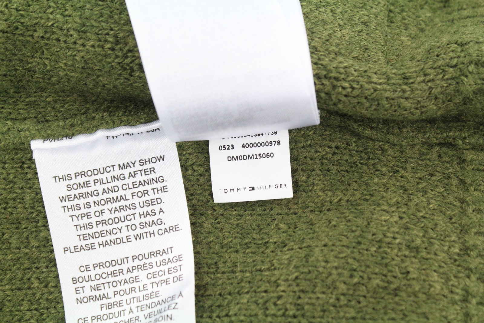 TOMMY HILFIGER Req Structured vyriškas megztinis XL dydžio žalias vaflinis megztinis apvalia kaklo iškirpte 