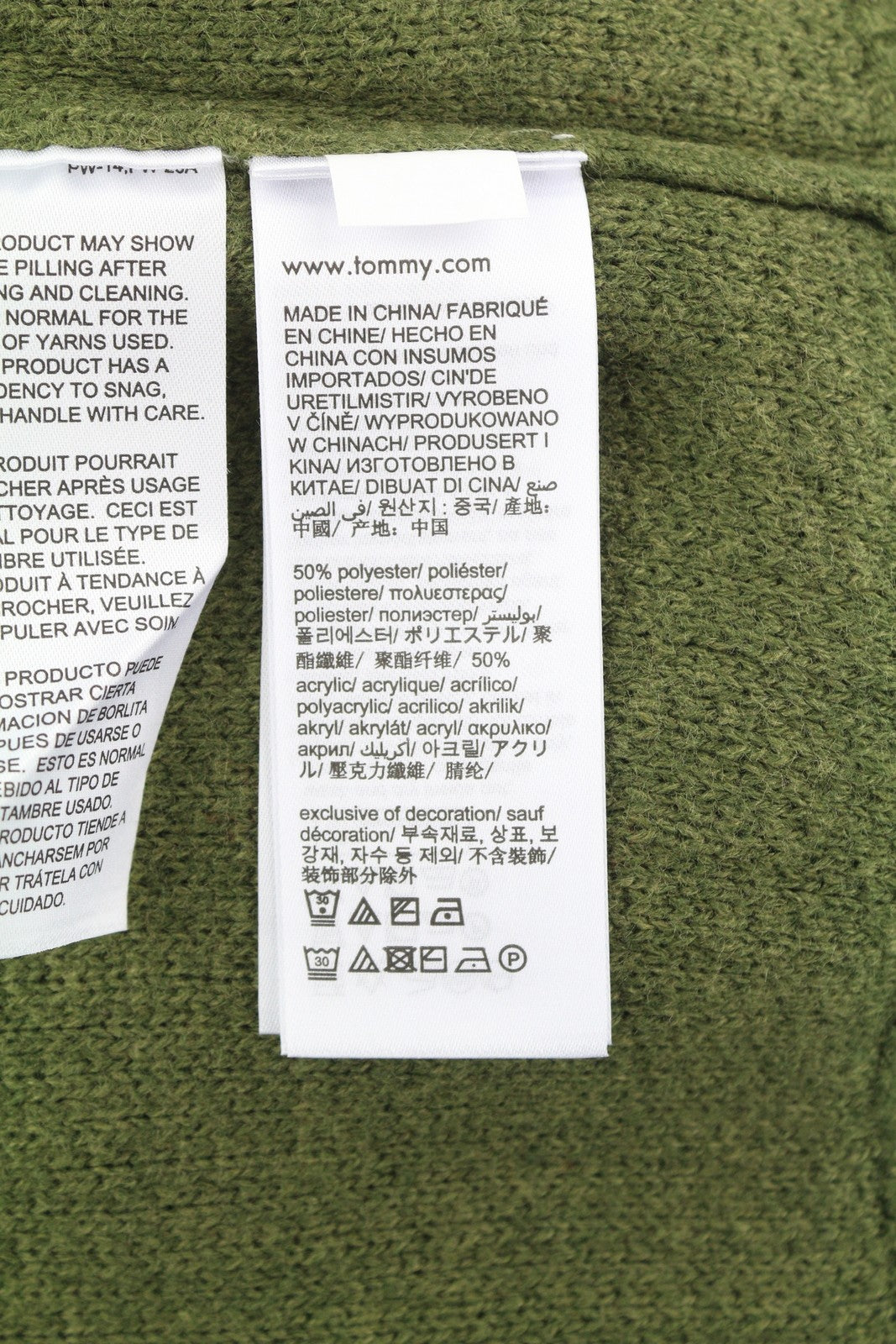 TOMMY HILFIGER Req Structured vyriškas megztinis XL dydžio žalias vaflinis megztinis apvalia kaklo iškirpte 