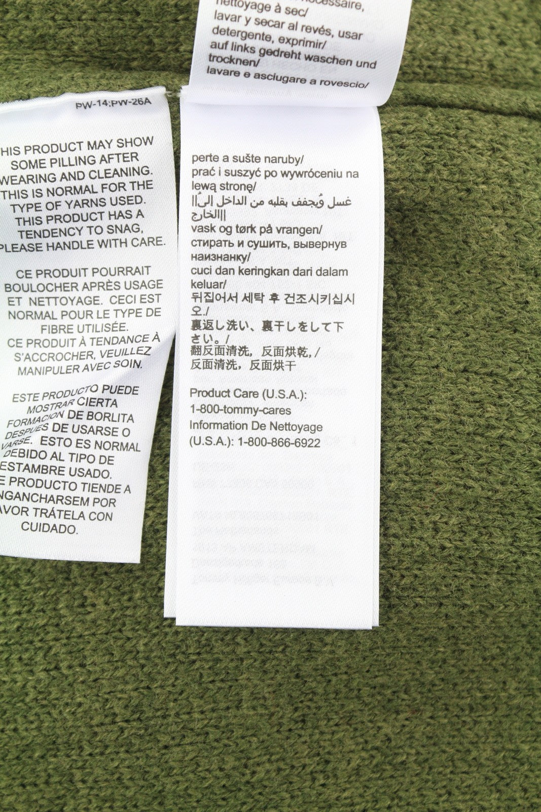 TOMMY HILFIGER Req Structured vyriškas megztinis XL dydžio žalias vaflinis megztinis apvalia kaklo iškirpte 