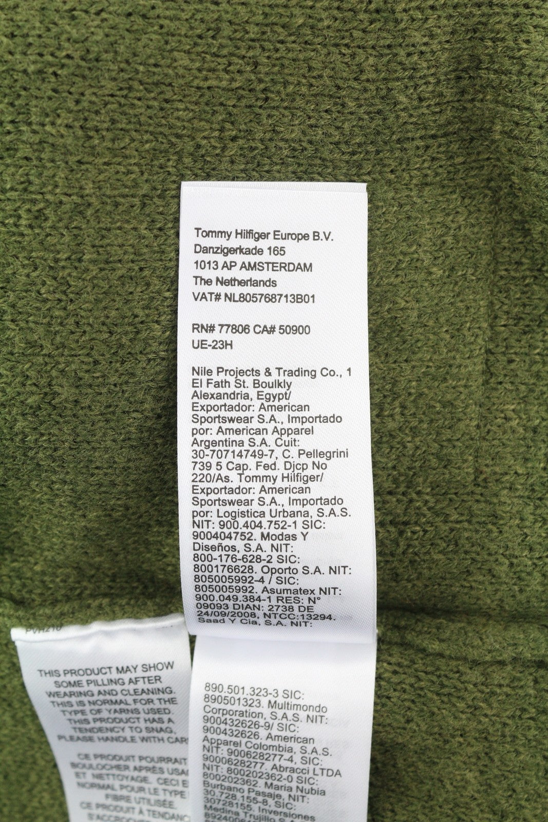 TOMMY HILFIGER Req Structured vyriškas megztinis XL dydžio žalias vaflinis megztinis apvalia kaklo iškirpte 