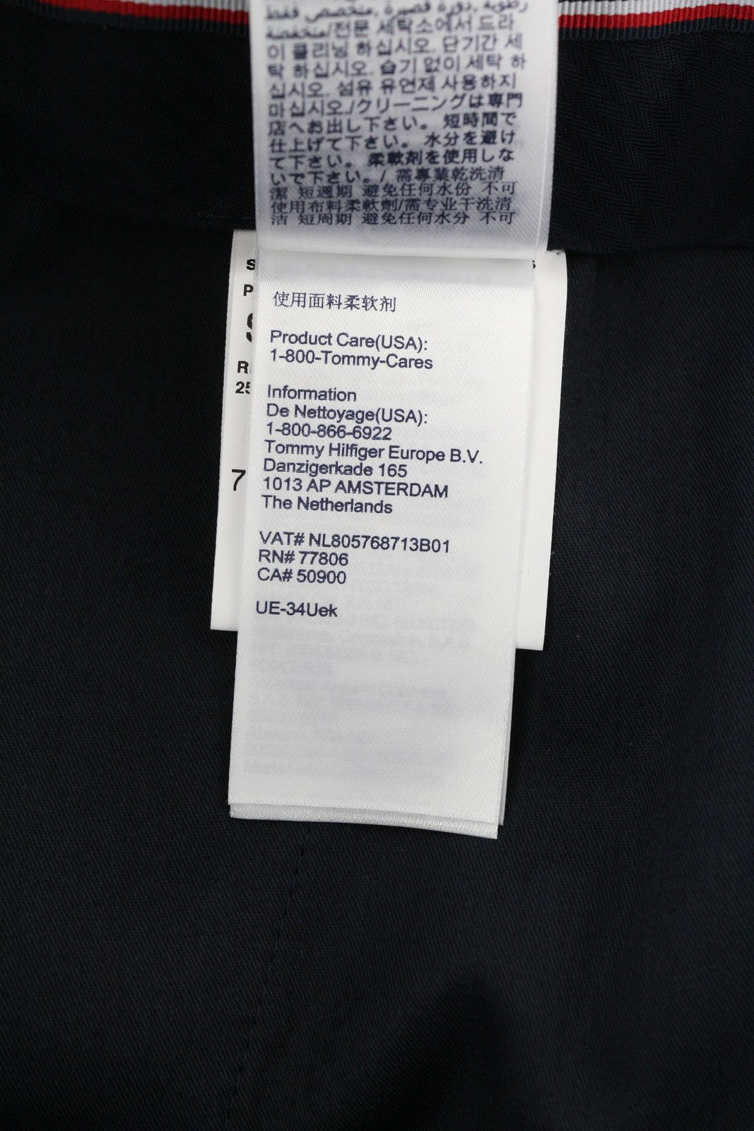 TOMMY HILFIGER vyriškos kelnės W31 mėlynos melanžo linijos vilnos ir šilko mišinio plonos kirpimo kelnės su užtrauktuku 