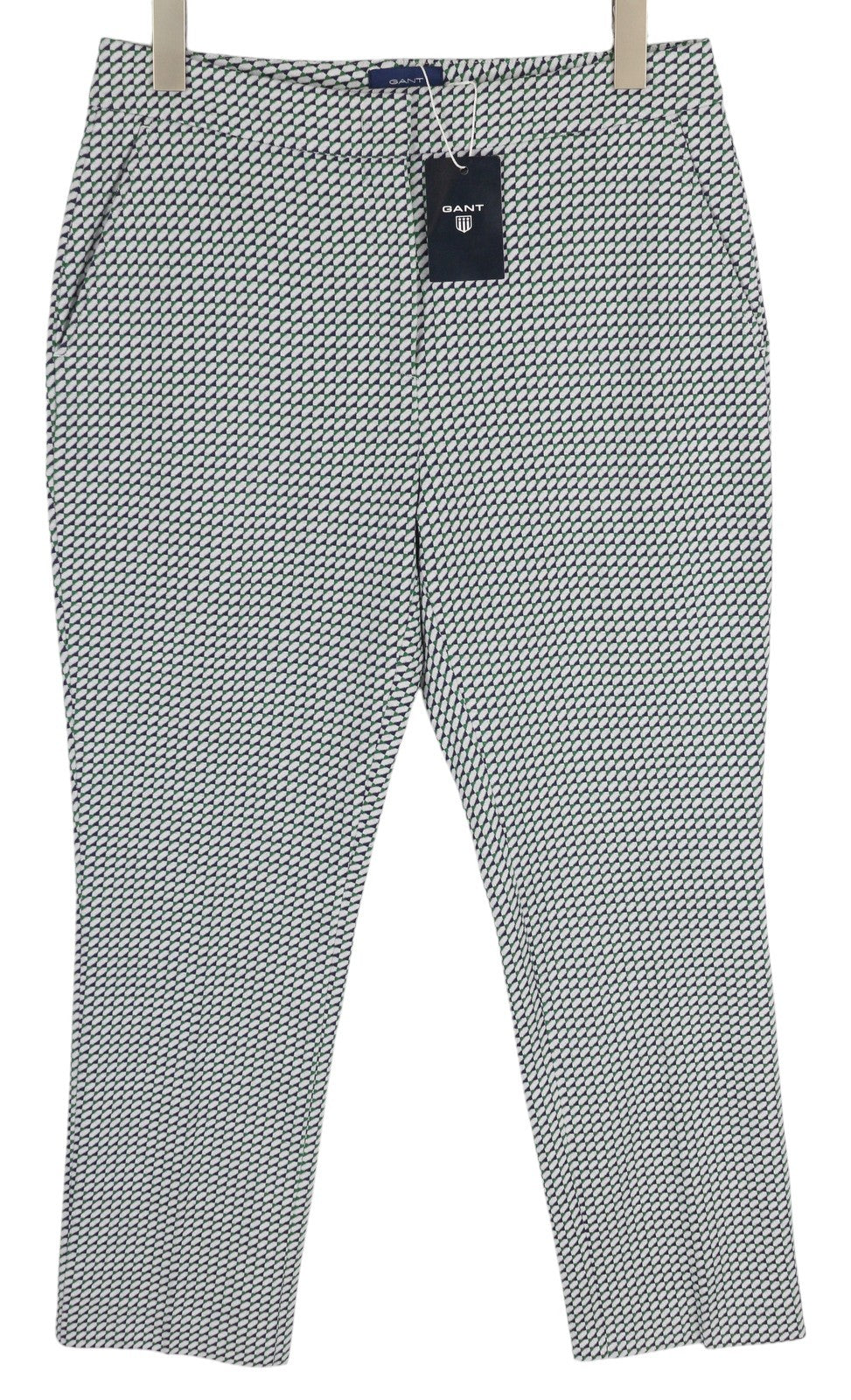 GANT Geo Jersey Cigarette moteriškos kelnės EU40 šviesiai žalios raštuotos plonos kelnės 