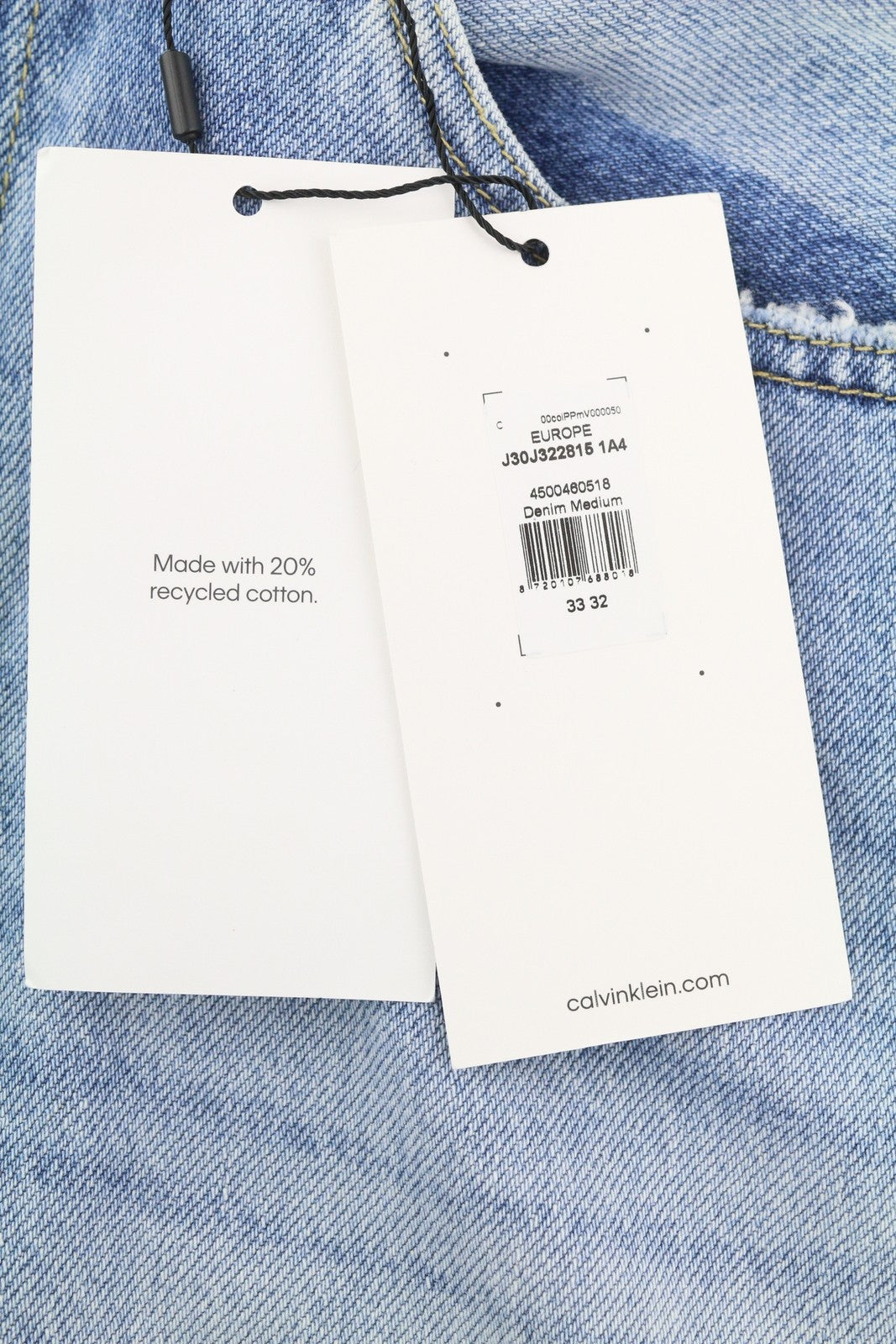 CALVIN KLEIN Regular Taper Men Jeans W33/L32 Blue Faded Ripped Distress Denim