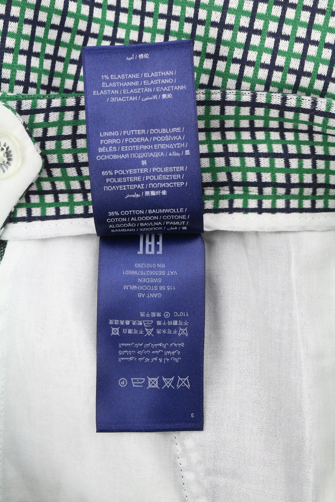 GANT Preppy Check Cigarette moteriškos kelnės EU36 žalios, prigludusios iki kulkšnių 