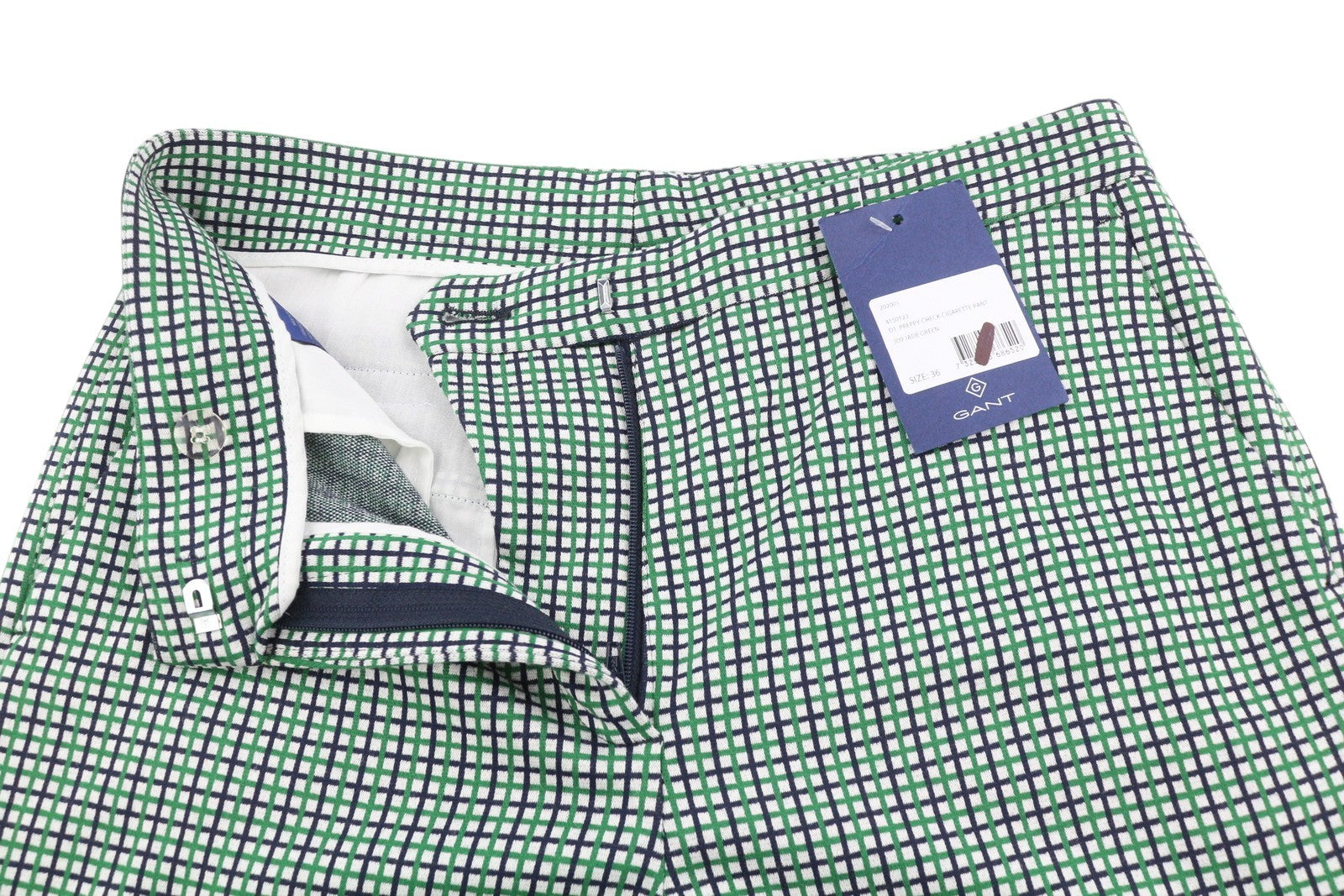 GANT Preppy Check Cigarette moteriškos kelnės EU36 žalios, prigludusios iki kulkšnių 