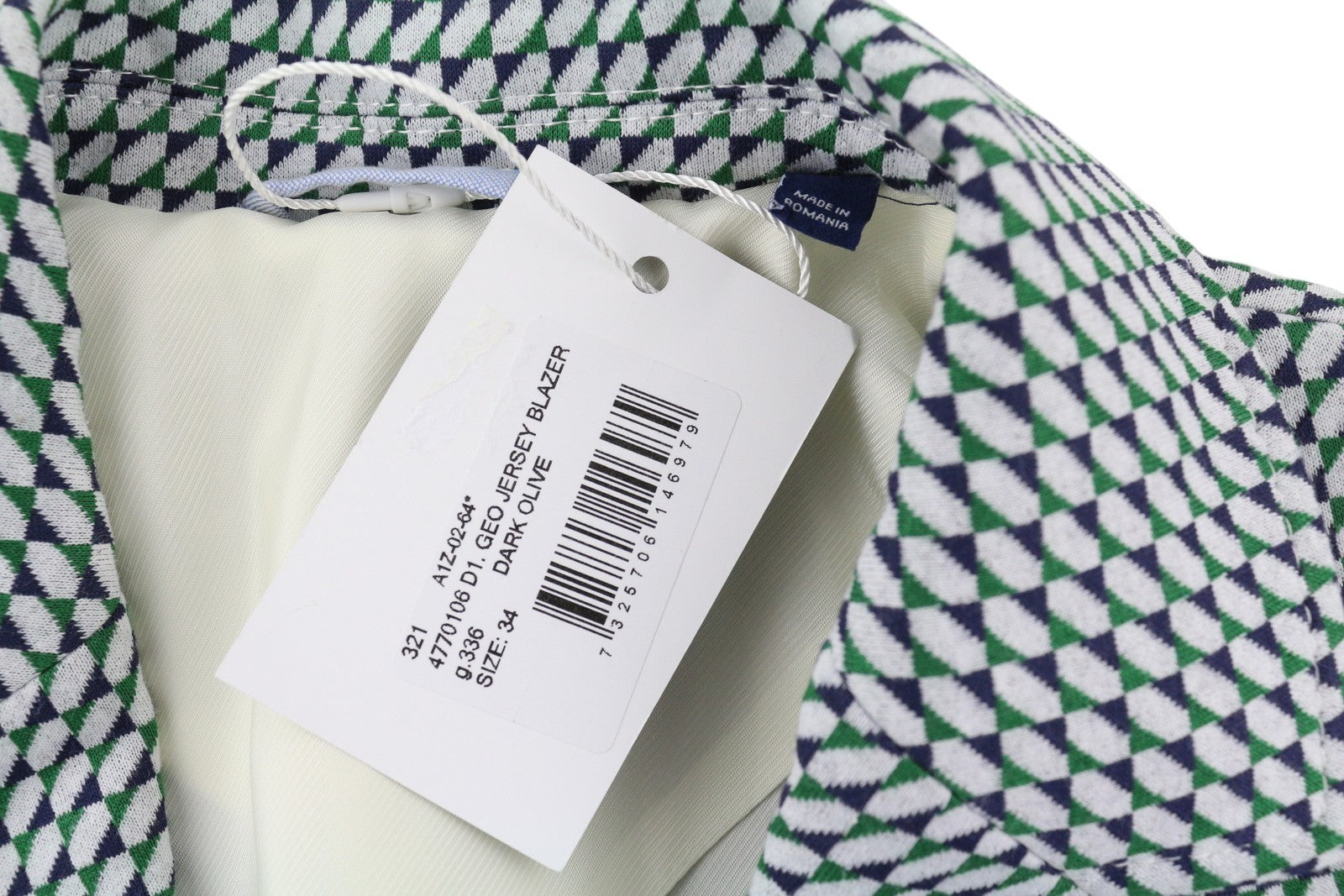 GANT Geo Jersey moteriškas švarkas EU34 raštuotas vienaeilis švarkas su įpjova atvarte su sagomis 