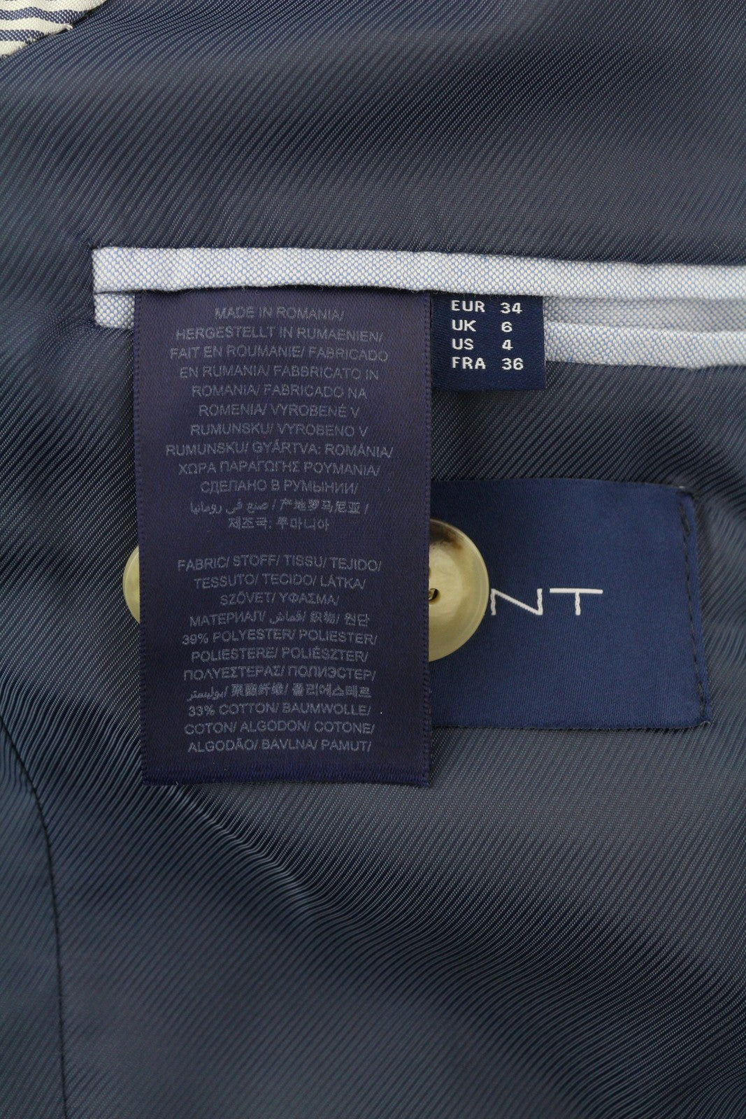 GANT Geo Jersey moteriškas švarkas EU34 raštuotas vienaeilis švarkas su įpjova atvarte su sagomis 