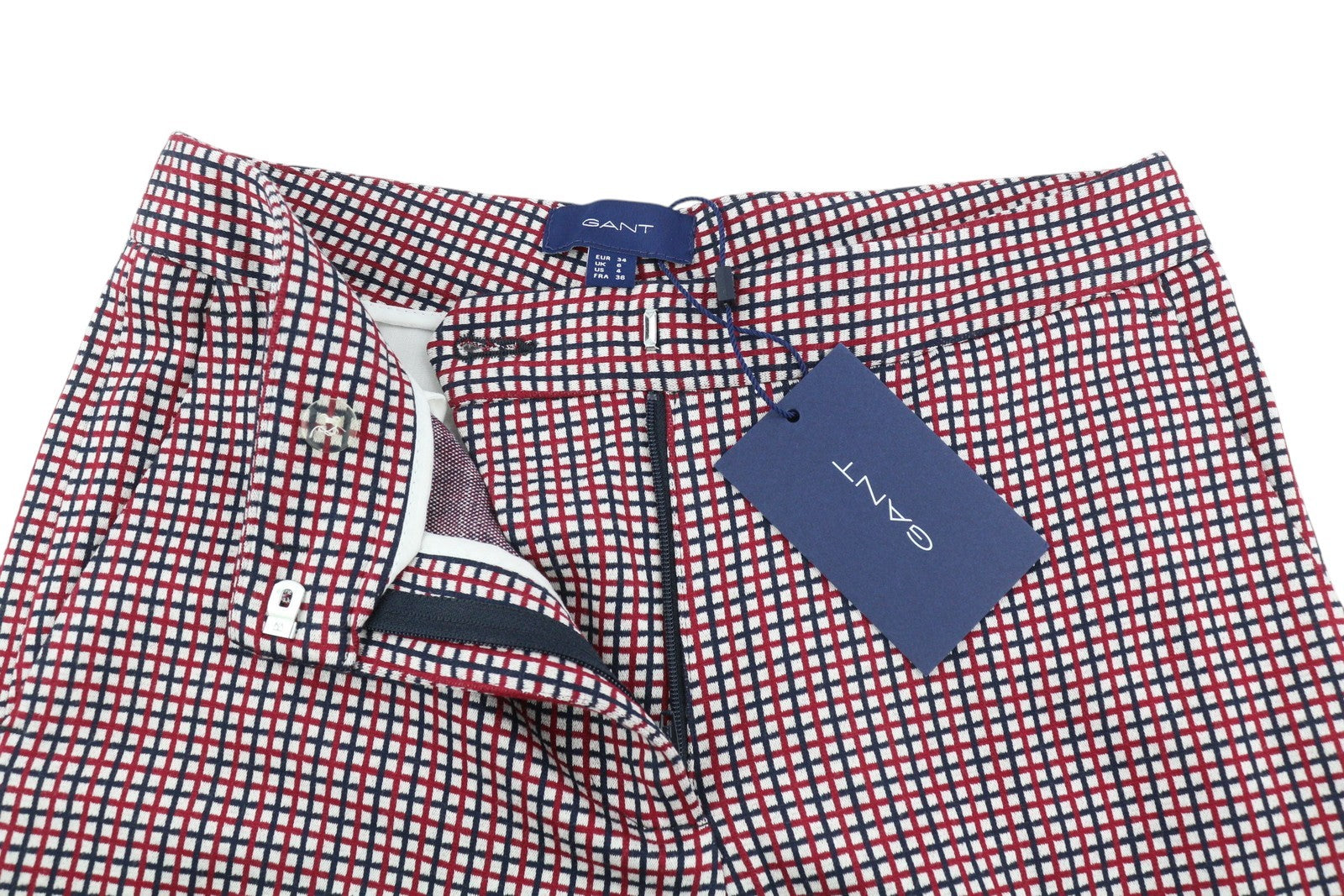 GANT Preppy Check Cigarette moteriškos kelnės EU34 Slim Fit trumpintos iki kulkšnių 