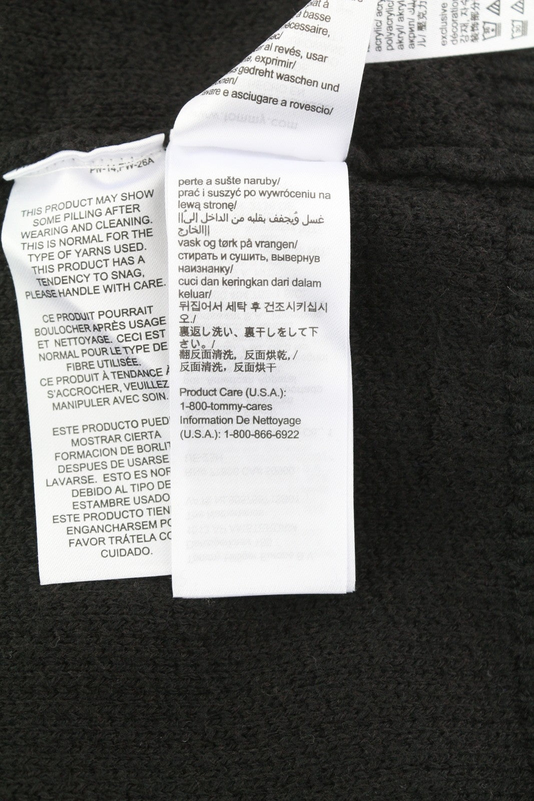 TOMMY HILFIGER Req Structured vyriškas megztinis M, juodas, vaflinis, megztinis su apvalia kaklo iškirpte 