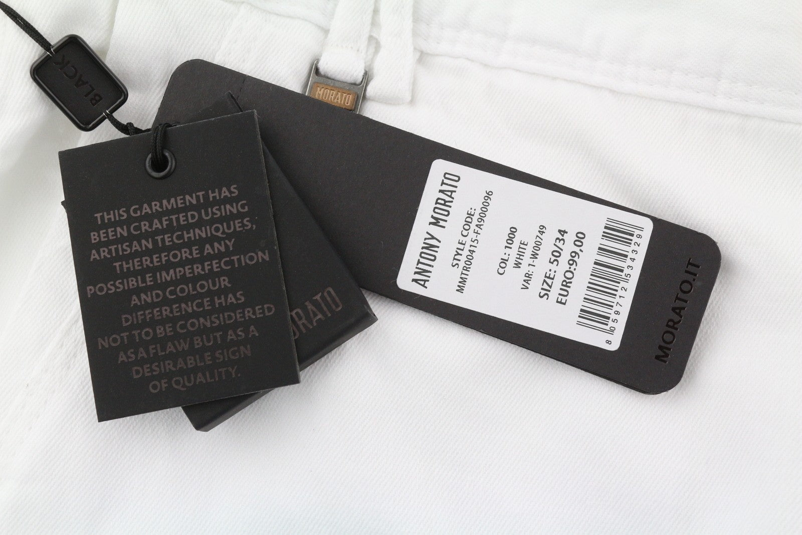 ANTONY MORATO Prince vyriškos kelnės W34 baltos lino mišinio laisvo kirpimo su sagomis