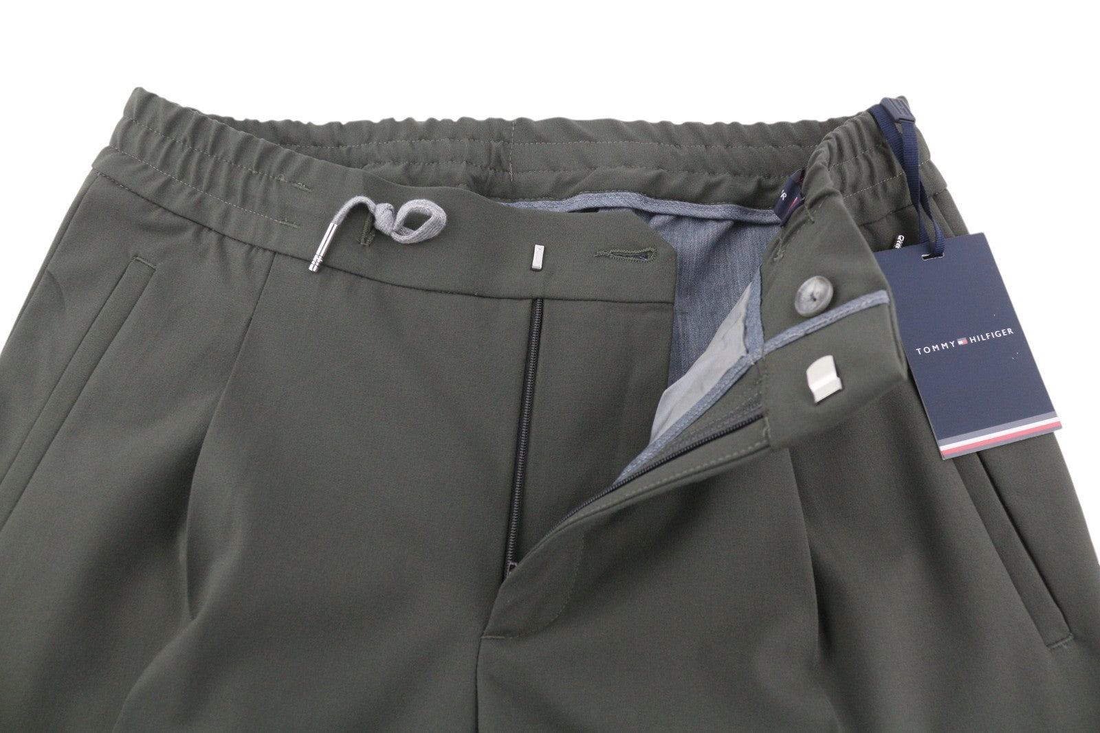 TOMMY HILFIGER Plaid Tech Stretch vyriškos kelnės W31 THFlex Elastic Waist Slim 