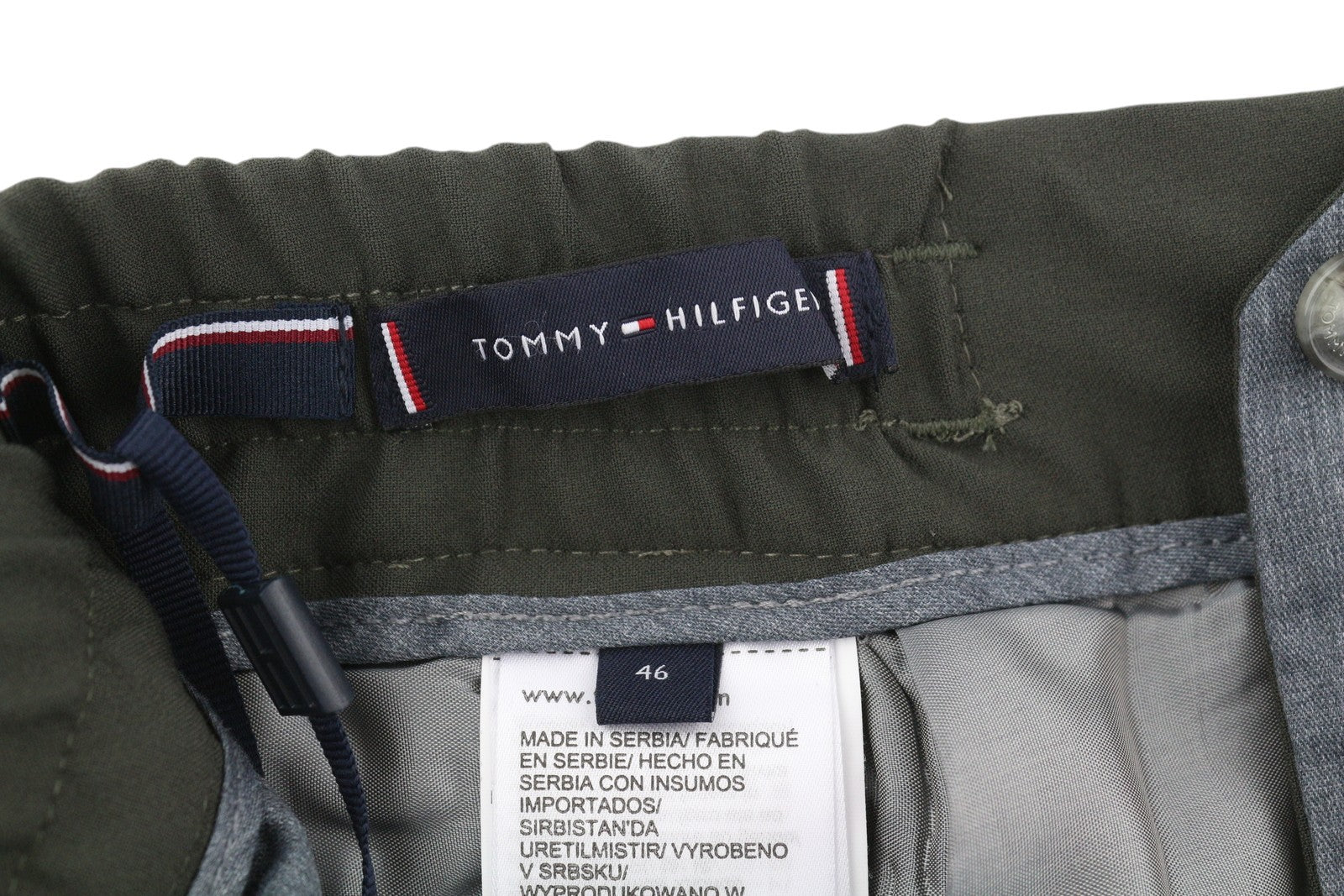 TOMMY HILFIGER Plaid Tech Stretch vyriškos kelnės W31 THFlex Elastic Waist Slim 