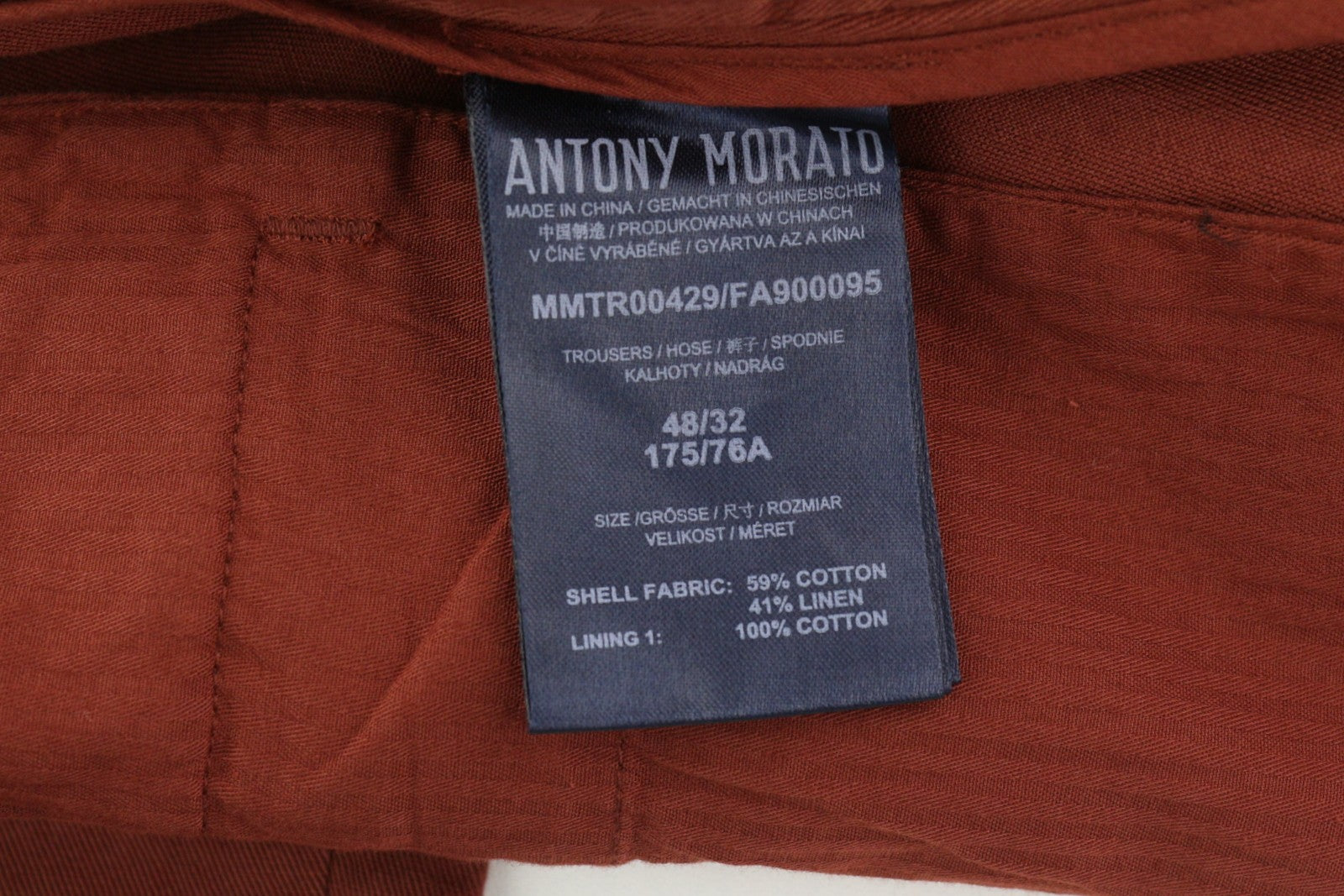 ANTONY MORATO Men Suit M Burgundy Super Slim Fit Linen Blend Notch Casual 2in1