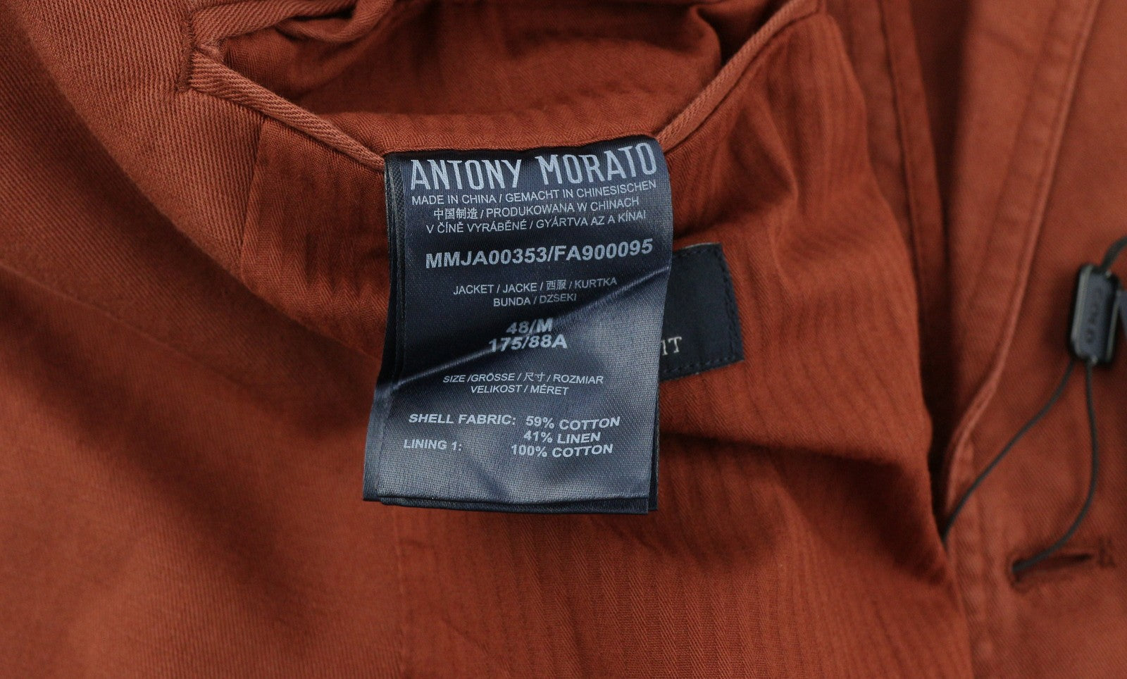 ANTONY MORATO Men Suit M Burgundy Super Slim Fit Linen Blend Notch Casual 2in1