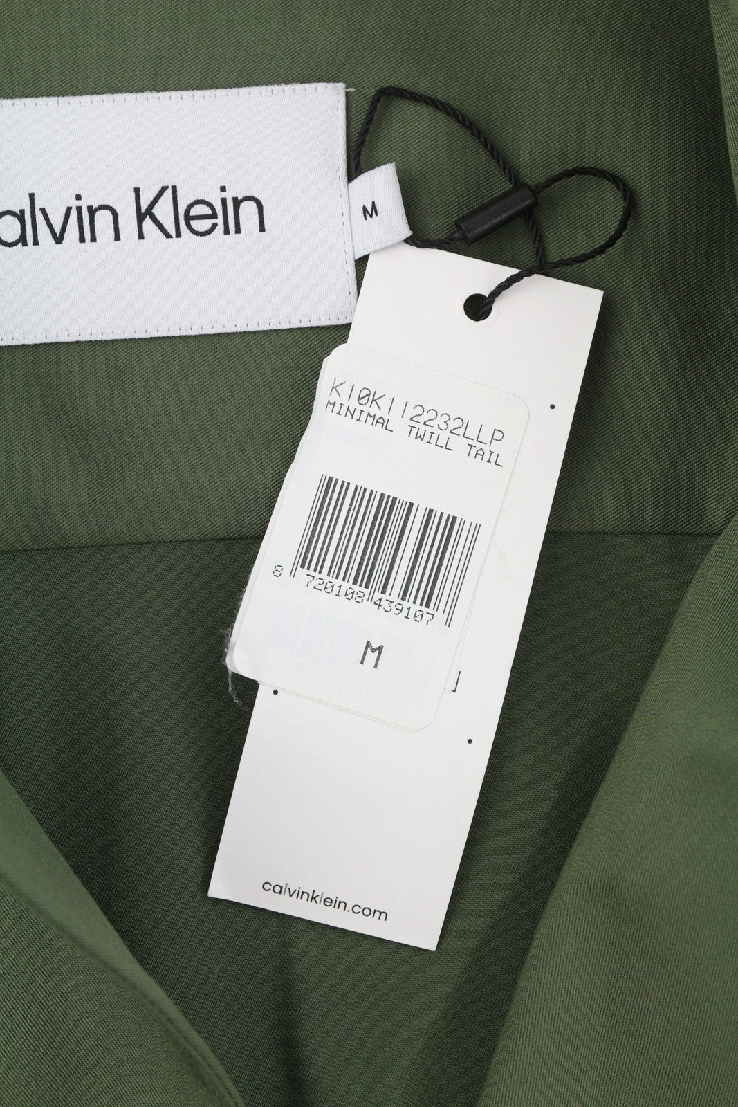 CALVIN KLEIN Minimalist Twill vyriški marškinėliai M, žali, plataus kaklo, su užtiestomis kišenėmis, marškinėliai ant palaidinės 