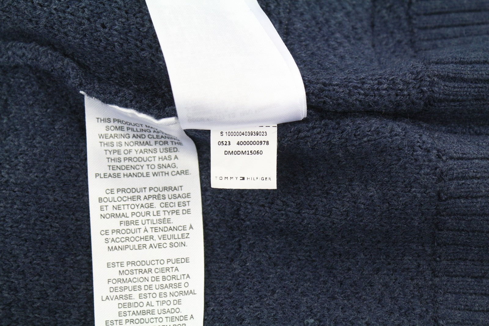 TOMMY HILFIGER Req Structured vyriškas megztinis 2XL mėlynas vaflinis megztinis apvalia kaklo iškirpte 