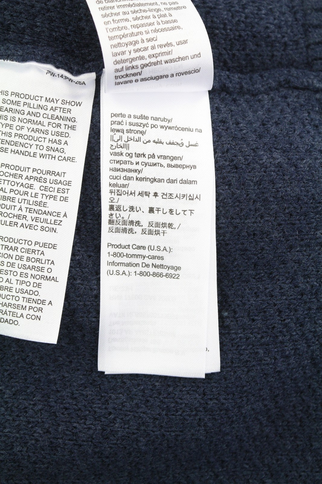 TOMMY HILFIGER Req Structured vyriškas megztinis 2XL mėlynas vaflinis megztinis apvalia kaklo iškirpte 