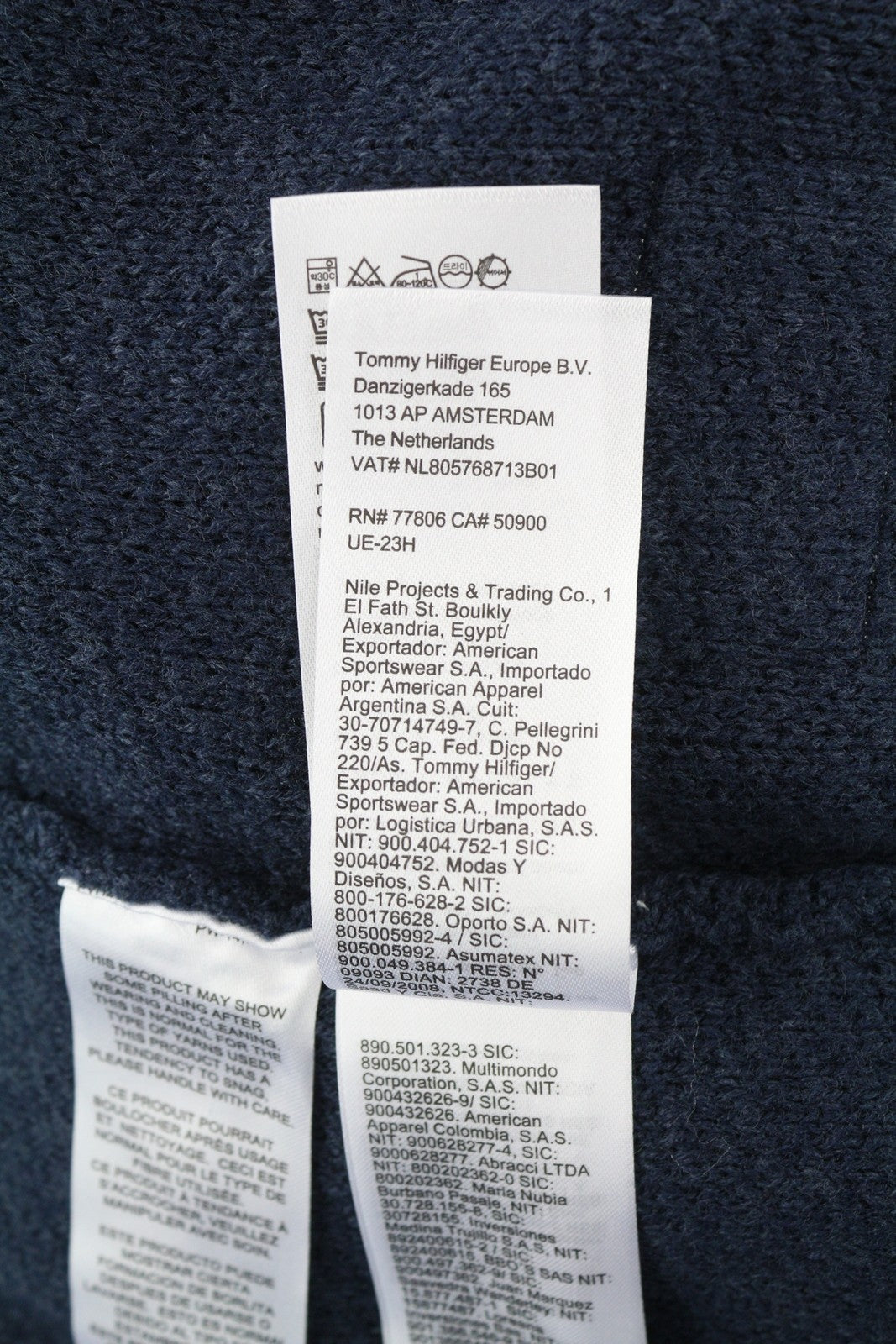 TOMMY HILFIGER Req Structured vyriškas megztinis 2XL mėlynas vaflinis megztinis apvalia kaklo iškirpte 