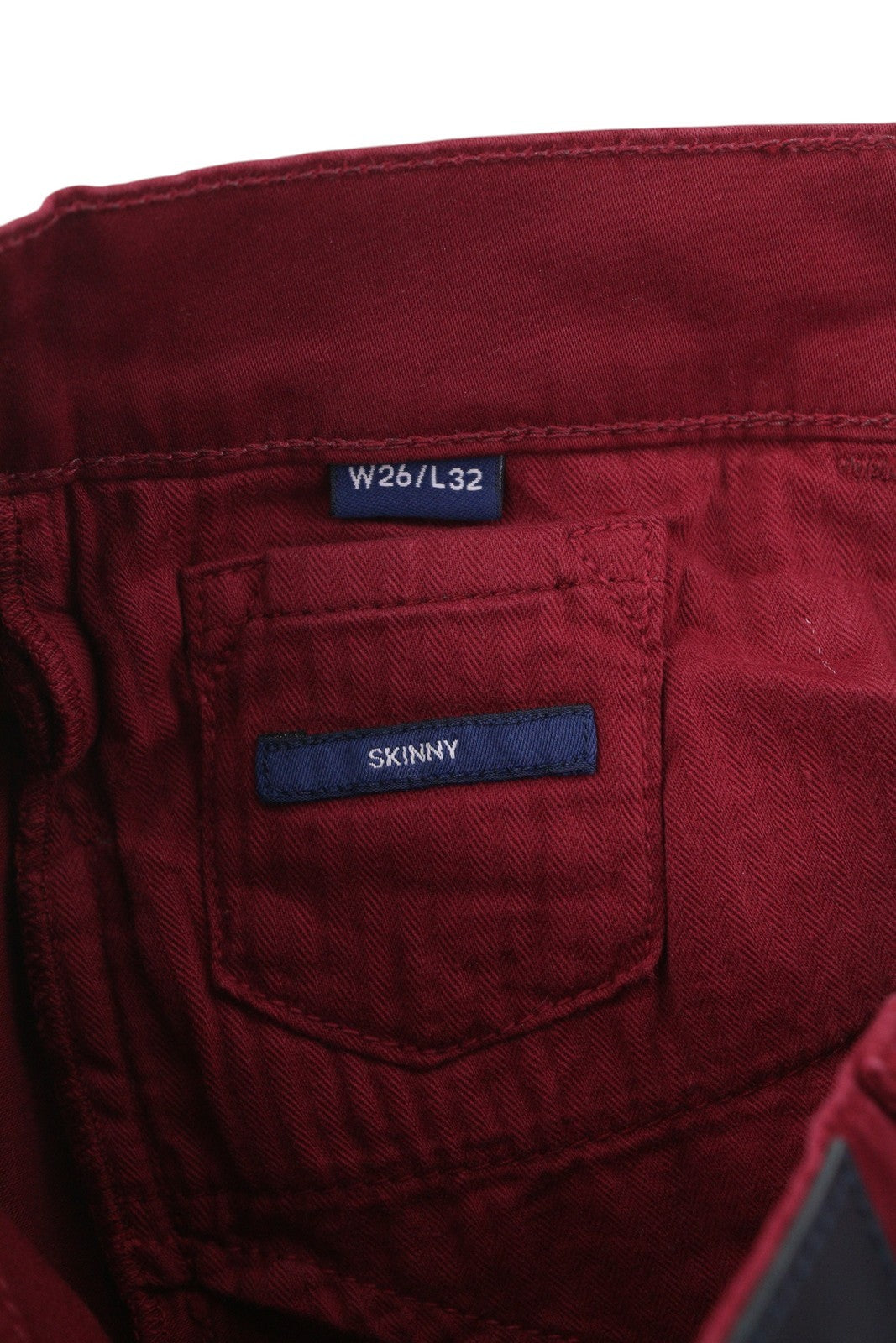 GANT aptemptos atlasinės moteriškos kelnės W26/L32 tamsiai raudonos su užtrauktukais ir kišenėmis, laisvalaikio logotipu 