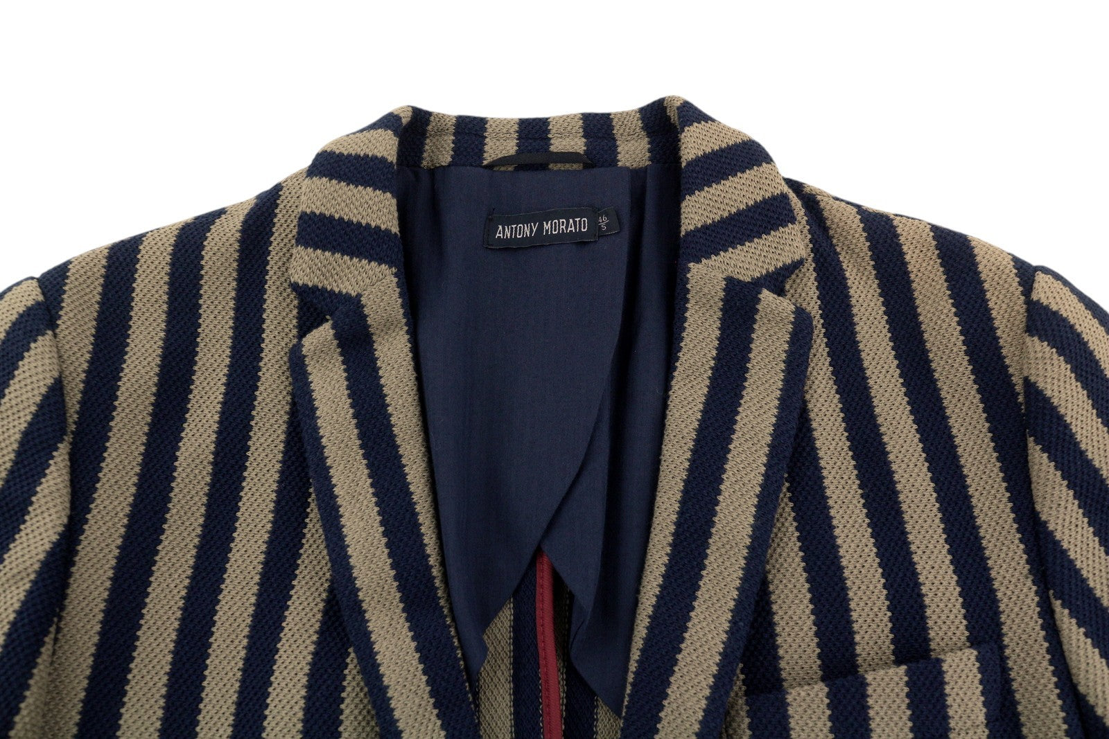 ANTONY MORATO vyriškas švarkas S, rudas, itin plonas, dryžuotas, vienaeilis. 