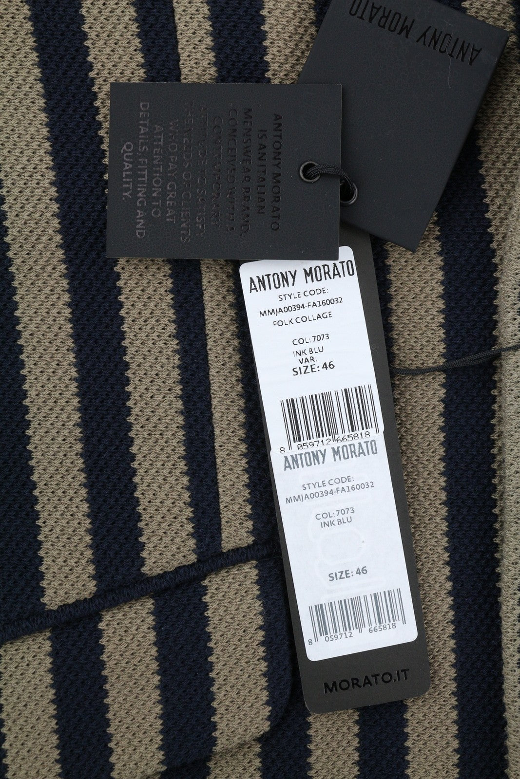 ANTONY MORATO vyriškas švarkas S, rudas, itin plonas, dryžuotas, vienaeilis. 