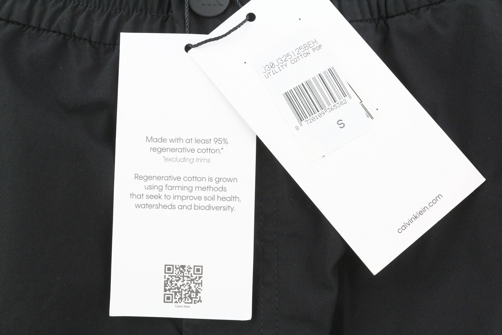 CALVIN KLEIN Utility Cotton Pop vyriškos kelnės S juodos su elastingu juosmeniu logotipu