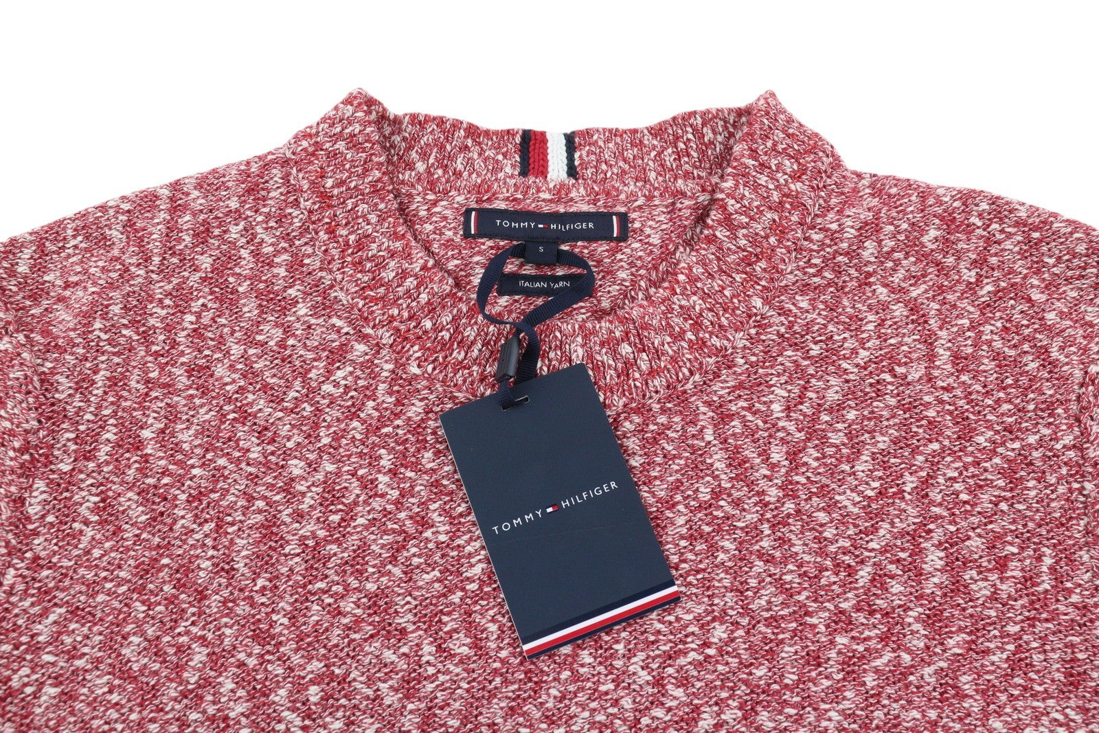 TOMMY HILFIGER Slub Yarn C NK vyriškas megztinis S dydžio raudonas melanžas megztinis RMK 149 € 