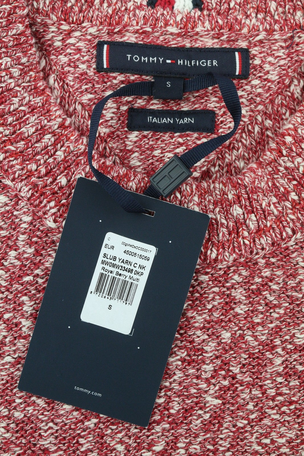 TOMMY HILFIGER Slub Yarn C NK vyriškas megztinis S dydžio raudonas melanžas megztinis RMK 149 € 