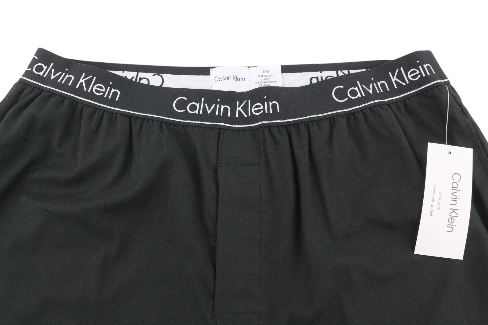 CALVIN KLEIN vyriškos kelnės L dydžio juodos su elastingu juosmeniu ir tampriu logotipu pižamos 
