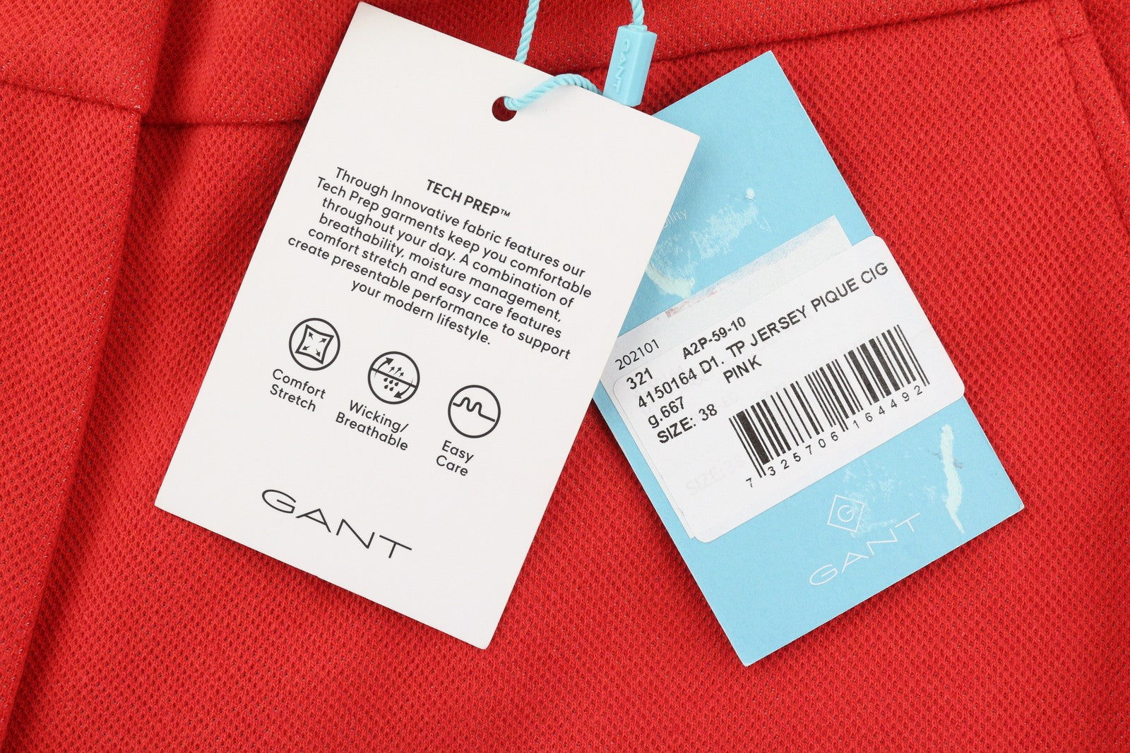 GANT TP Jersey Pique Cig moteriškos kelnės EU38 raudonos trumpintos iki kulkšnių techninės įrangos paruošimo kelnės 