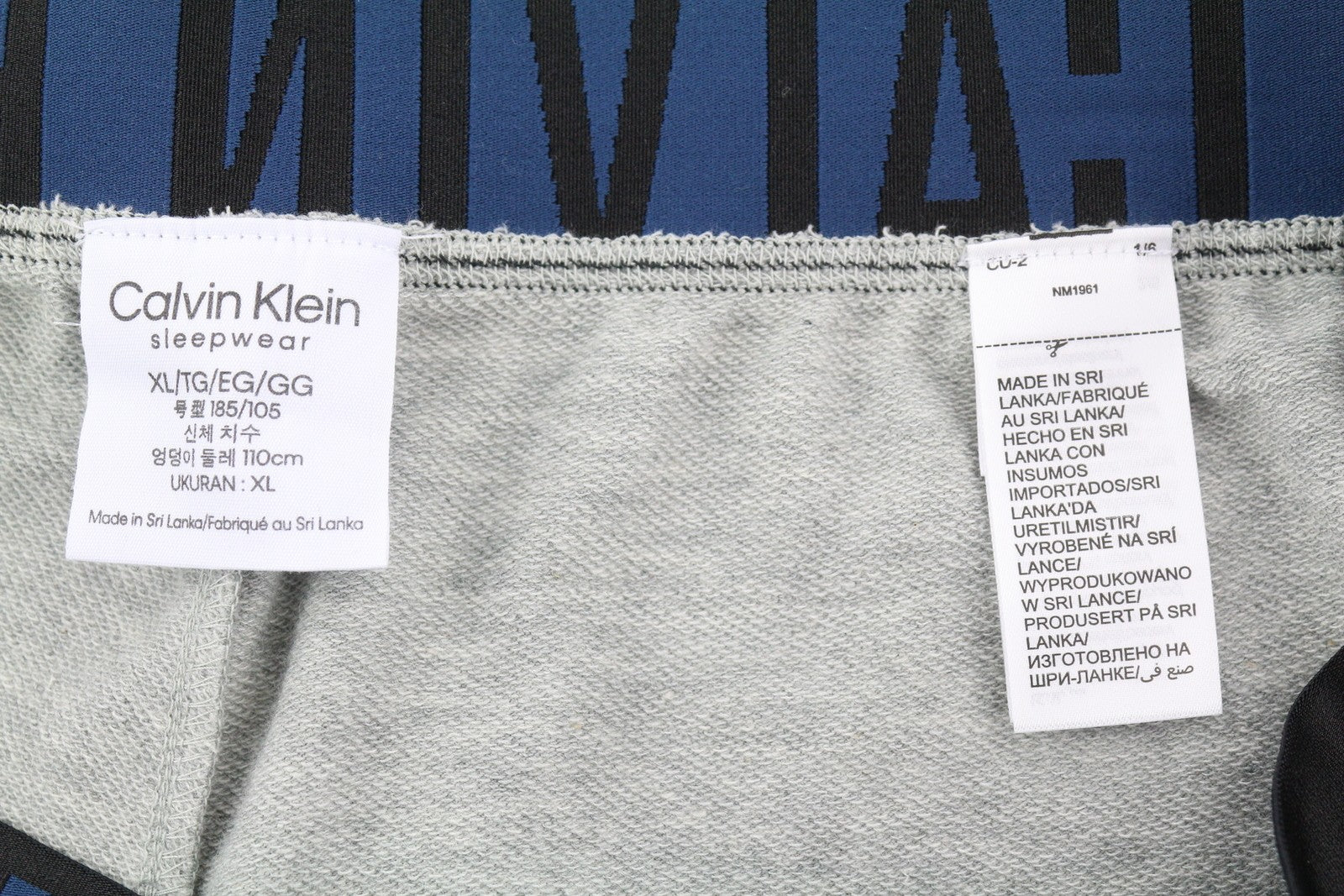 CALVIN KLEIN vyriškos kelnės XL pilkos melanžo trikotažo tamprės su logotipu ir sportiniais marškinėliais 